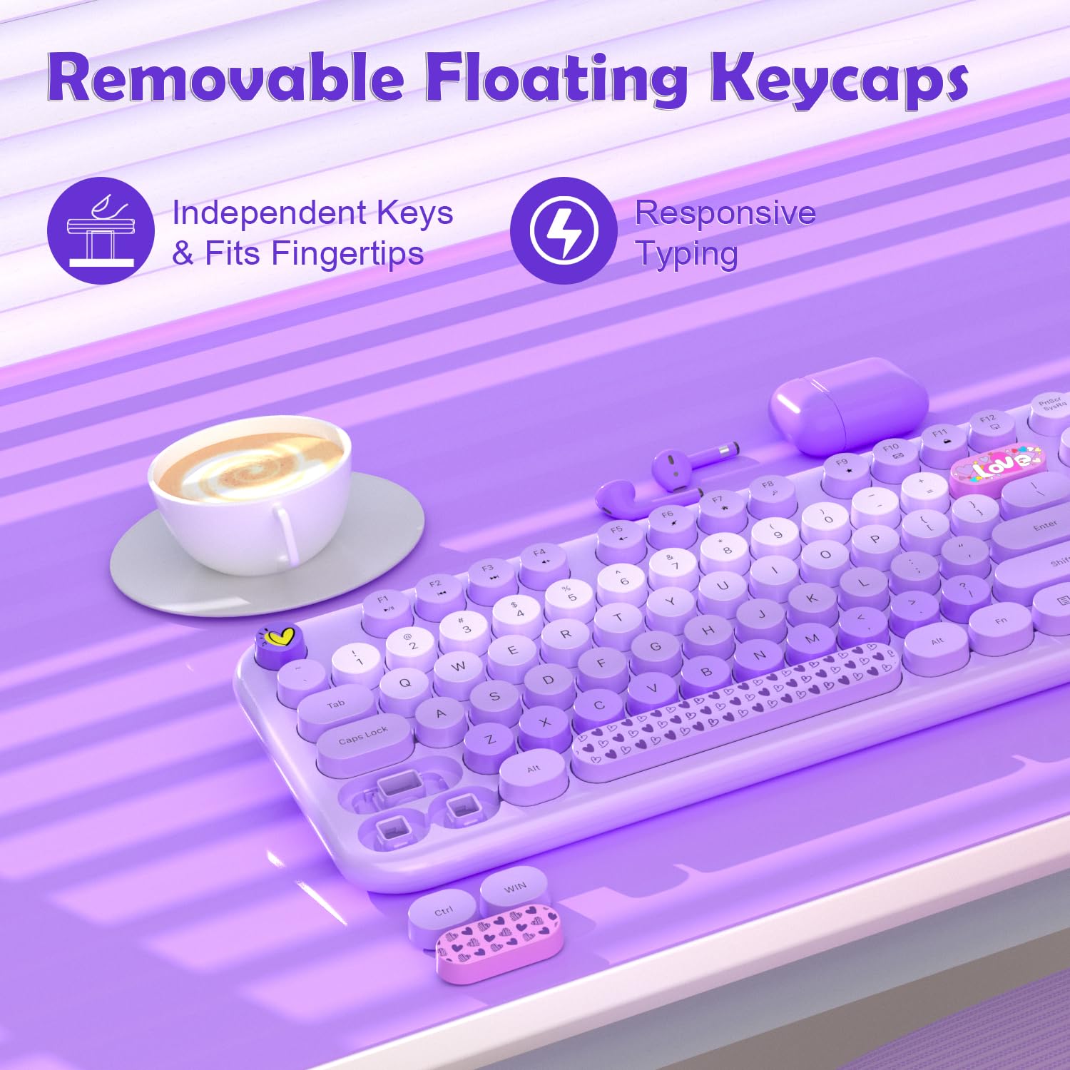 Foto 5 pulgar | Combo De Teclado Y Ratón Inalámbricos Mofii 104 Teclas Redondas Morado - Venta Internacional.
