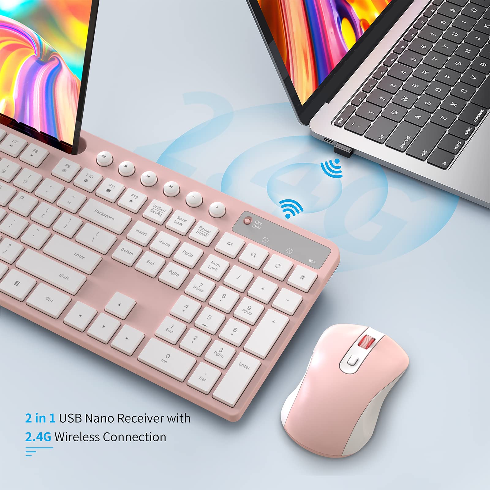 Foto 6 pulgar | Combo De Teclado Y Ratón Inalámbricos Marvo 2.4g (rosa) - Venta Internacional.