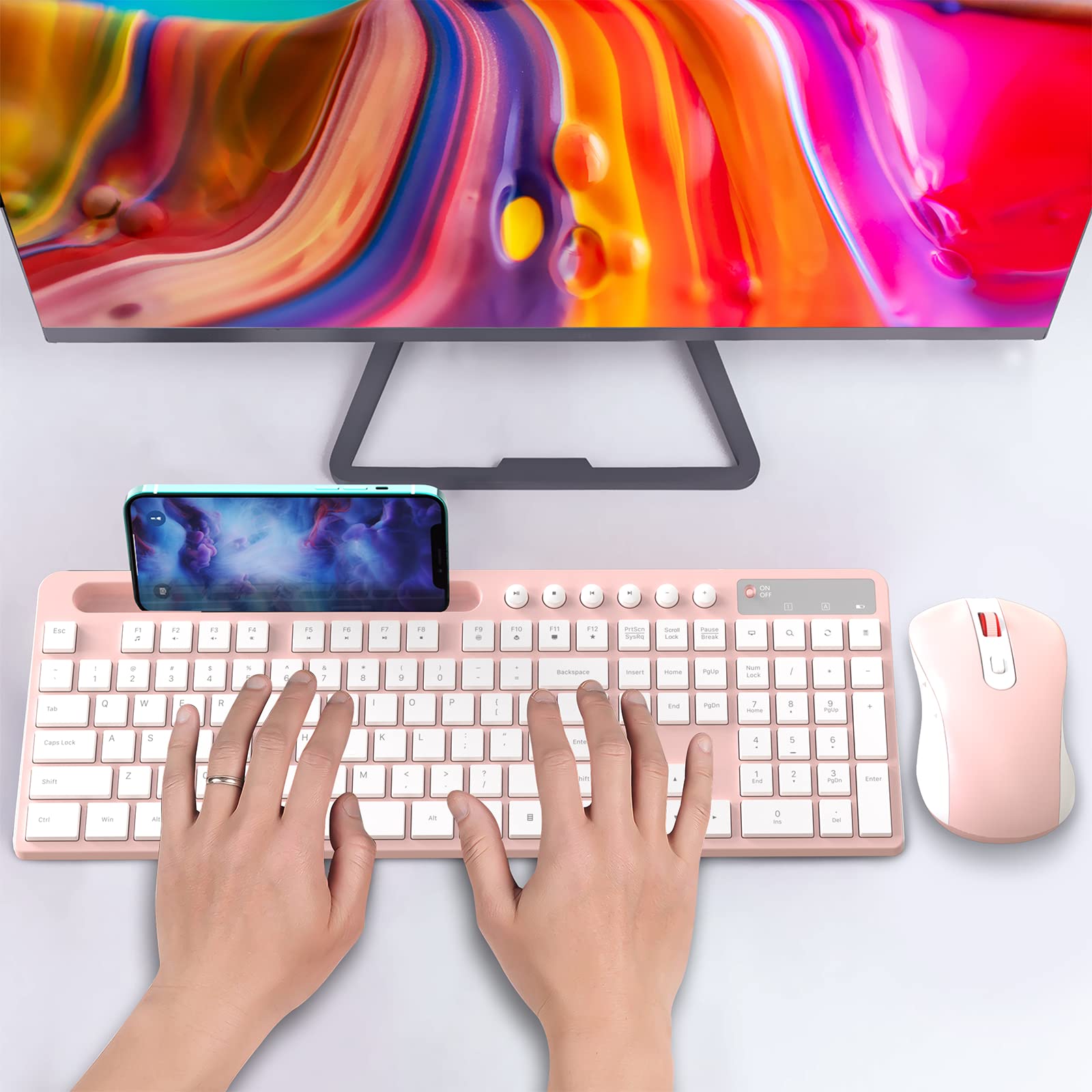 Foto 8 pulgar | Combo De Teclado Y Ratón Inalámbricos Marvo 2.4g (rosa) - Venta Internacional.