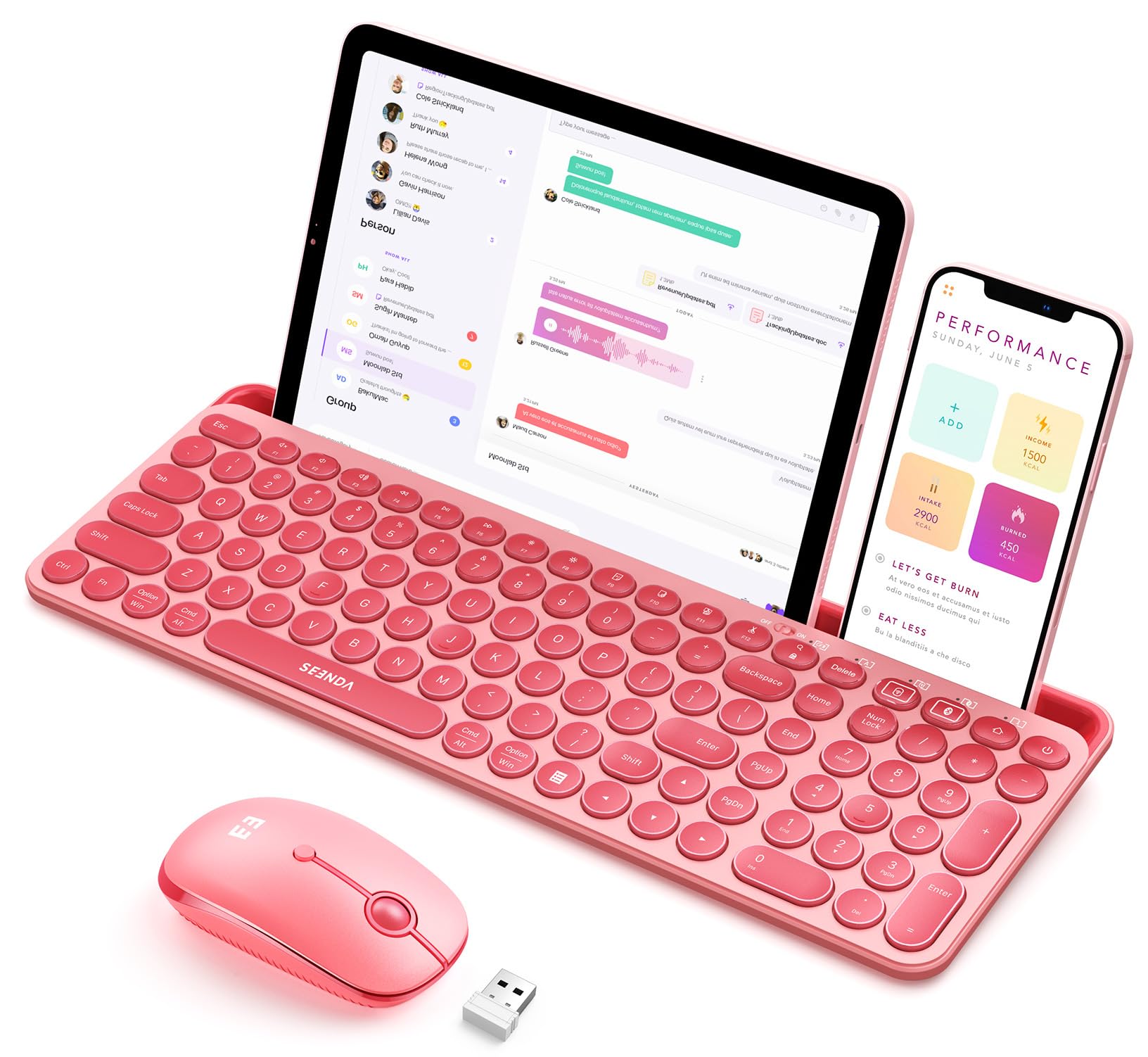 Foto 2 pulgar | Teclado y Ratón Seenda Bluetooth para iPad Coral - Venta Internacional