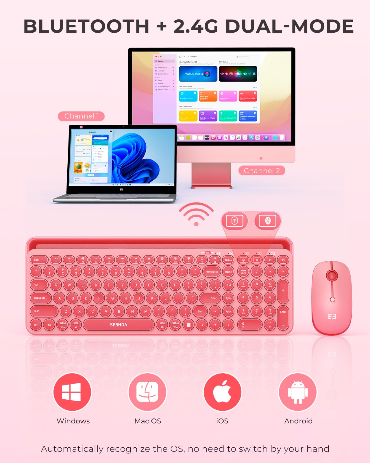 Foto 3 pulgar | Teclado y Ratón Seenda Bluetooth para iPad Coral - Venta Internacional