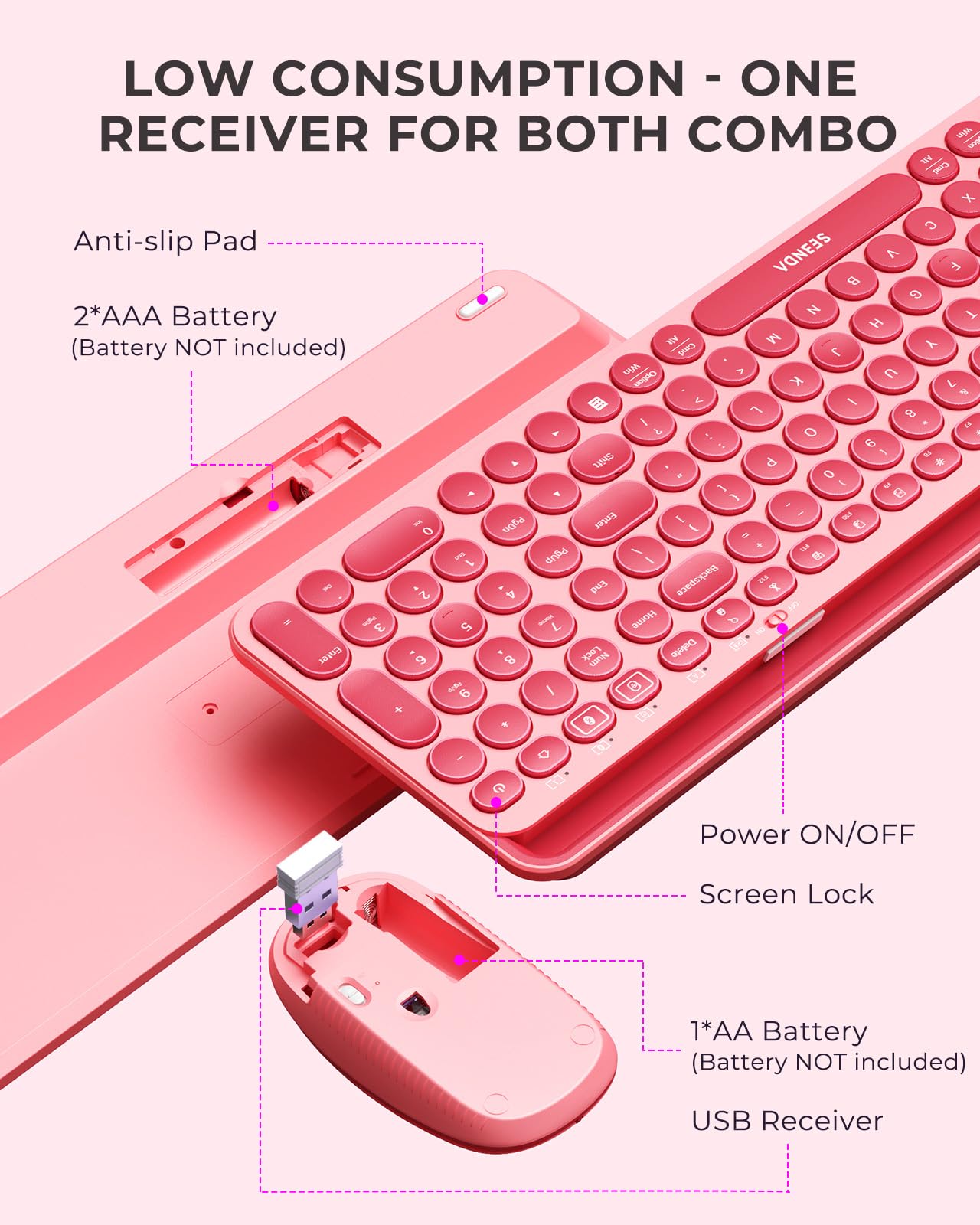 Foto 8 pulgar | Teclado y Ratón Seenda Bluetooth para iPad Coral - Venta Internacional