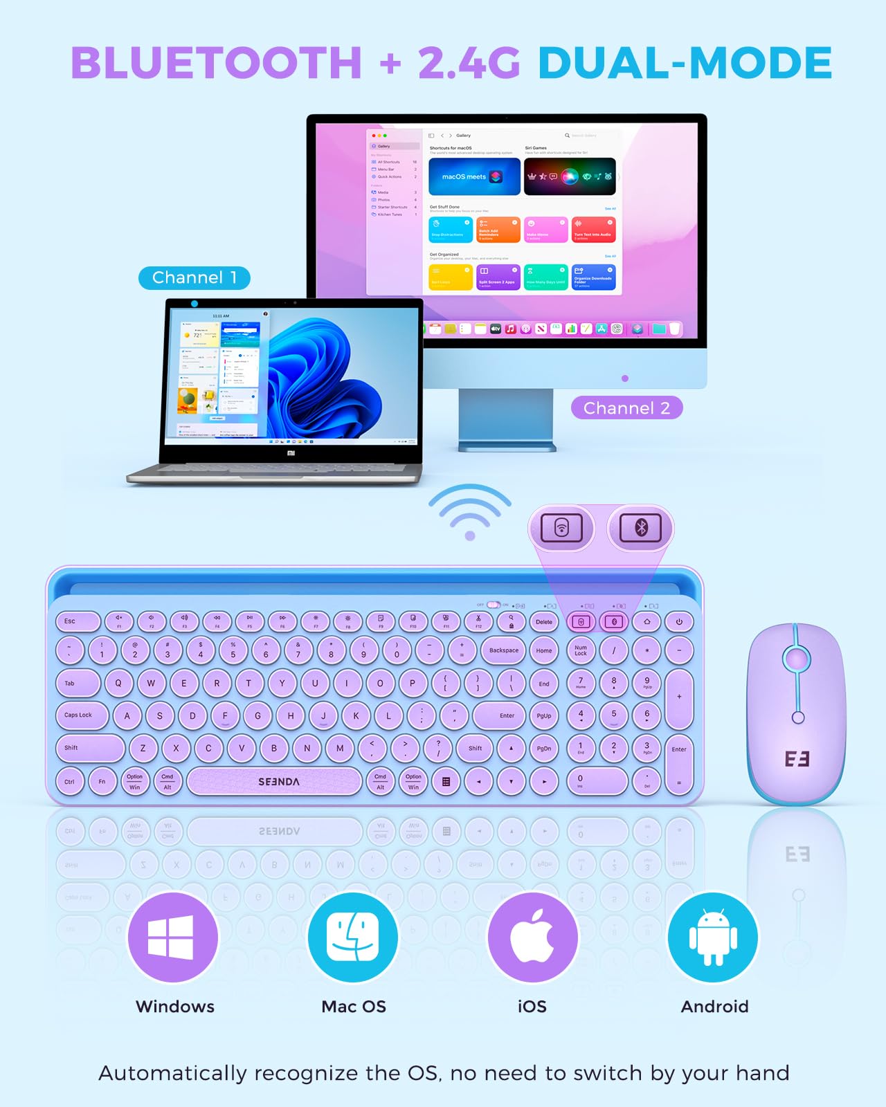 Foto 3 pulgar | Teclado y Mouse Seenda Bluetooth para iPad Multidispositivo - Venta Internacional