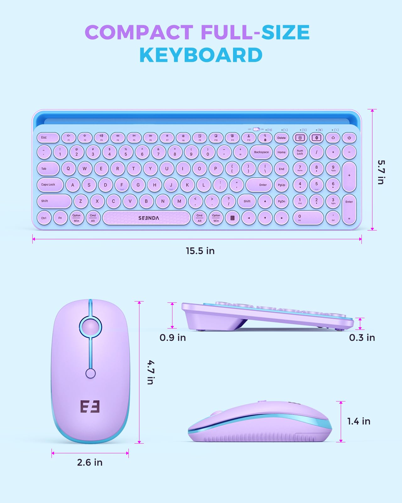 Foto 6 | Teclado y Mouse Seenda Bluetooth para iPad Multidispositivo - Venta Internacional