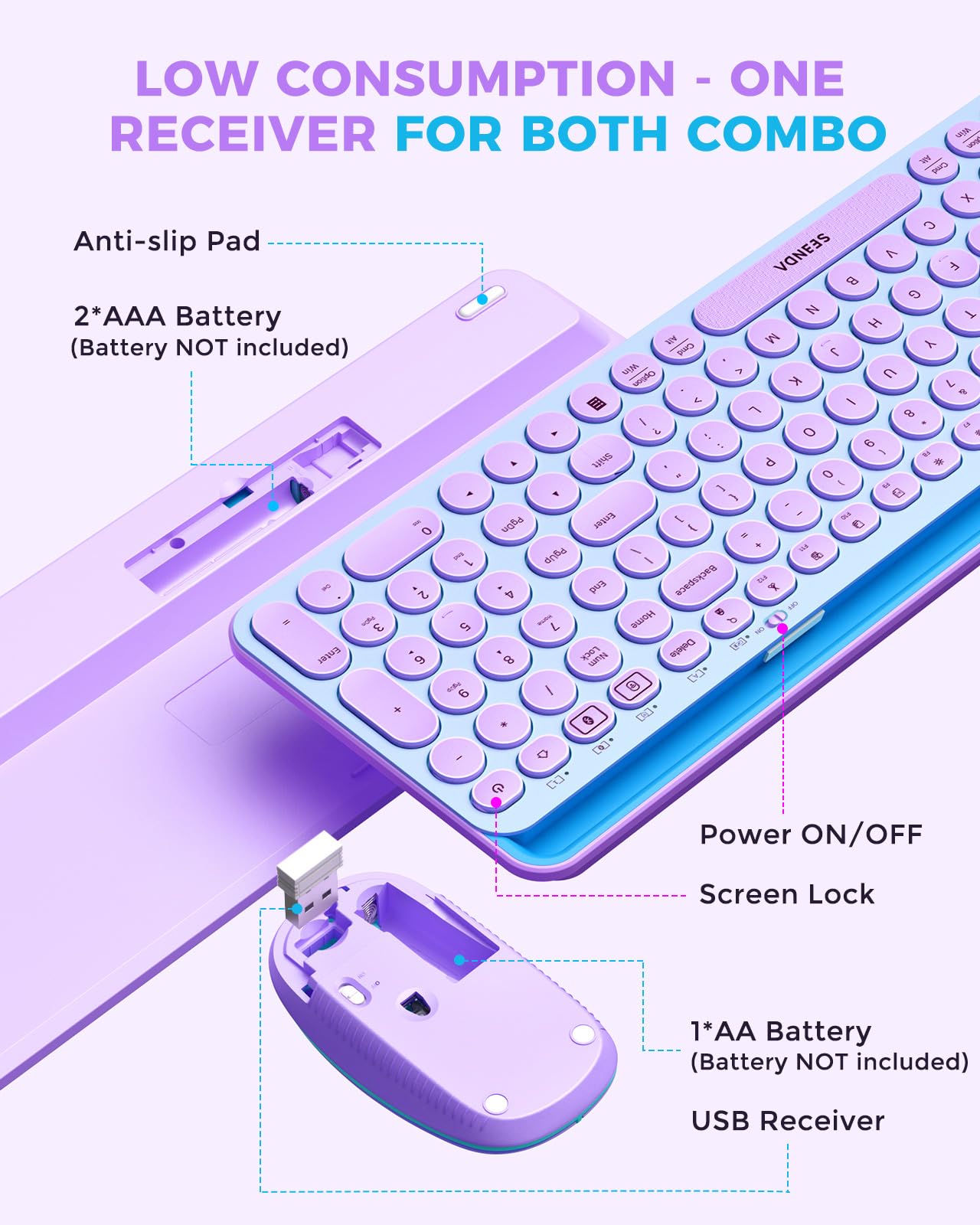 Foto 8 pulgar | Teclado y Mouse Seenda Bluetooth para iPad Multidispositivo - Venta Internacional