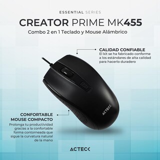 Foto 2 | Kit 2 En 1 Teclado Y Mouse Acteck Creator Prime Mk455 Usb Negro