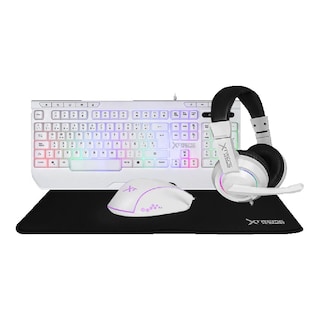 Foto 1 | Kit Gamer 4 En 1 Xtreme Pc Gaming Battle Force Teclado Membrana Español Mouse Audifonos Mousepad Rgb Usb Blanco