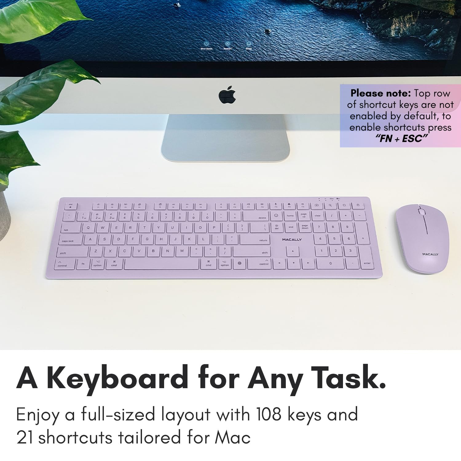 Foto 5 pulgar | Combo De Teclado Y Ratón Inalámbricos Macally Para Mac - Púrpura - Venta Internacional.