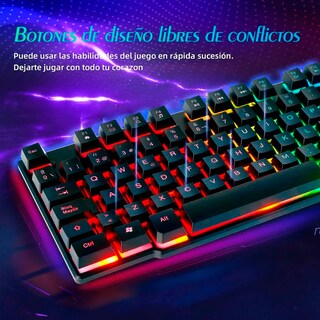 Foto 4 | Kit Teclado Y Mouse Gamer Con Luz Led Rgb – Teclado Para Computadora Con Cable Usb, 104 Teclas Semimecánicas