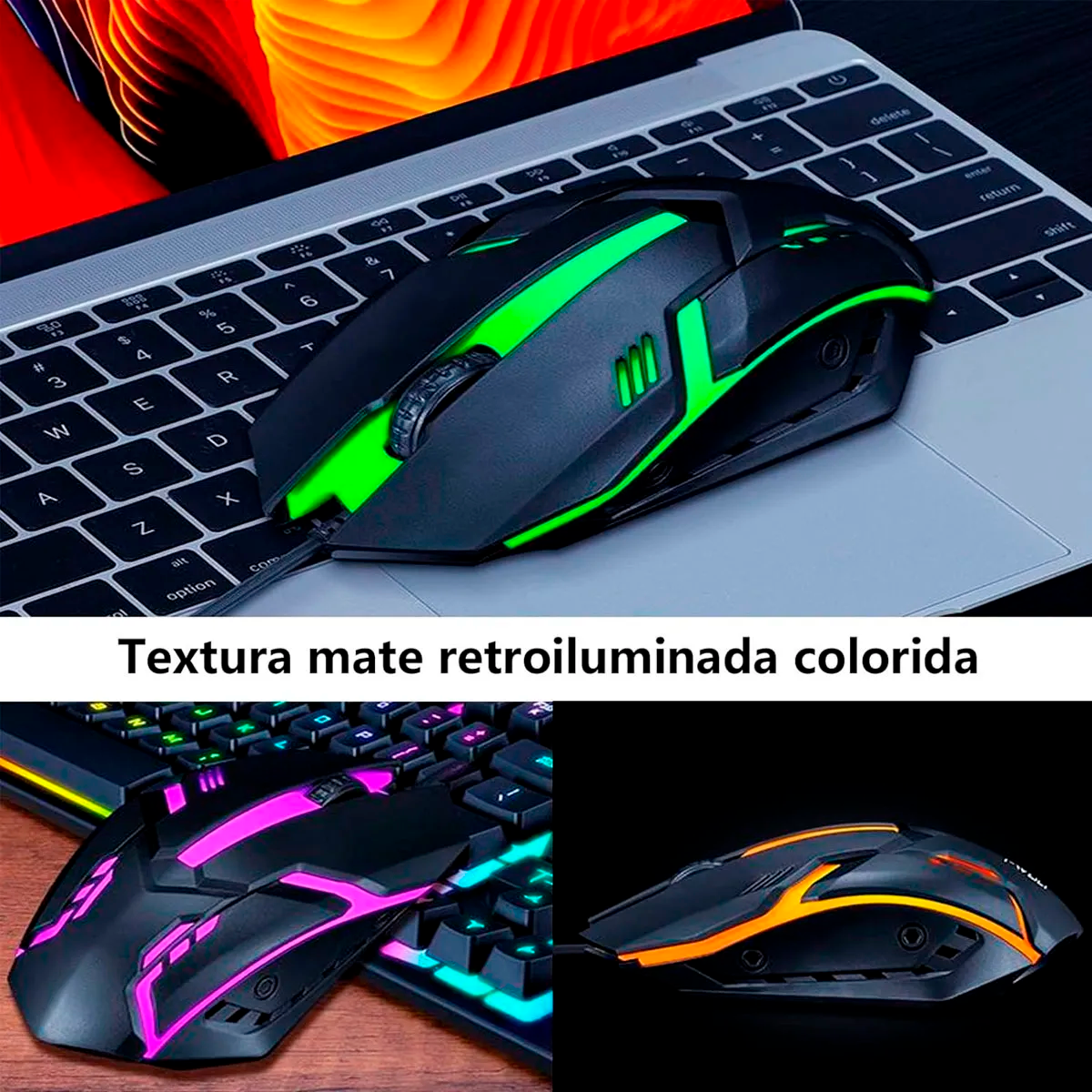 Foto 5 | Kit Teclado Y Mouse Gamer Con Luz Led Rgb – Teclado Para Computadora Con Cable Usb, 104 Teclas Semimecánicas