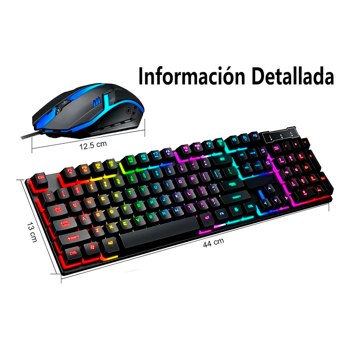 Foto 6 | Kit Teclado Y Mouse Gamer Con Luz Led Rgb – Teclado Para Computadora Con Cable Usb, 104 Teclas Semimecánicas