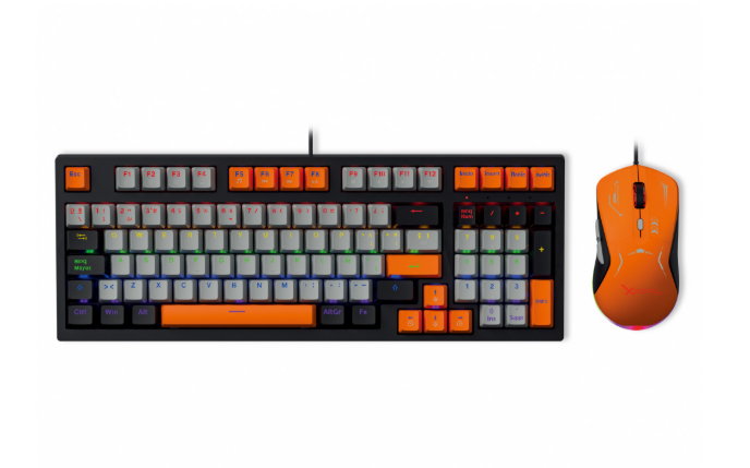 Foto 2 pulgar | Kit Gamer De Teclado Y Mouse Xzeal Xzpkt1ng, Alámbrico, Usb, Gris/naranja (inglés)