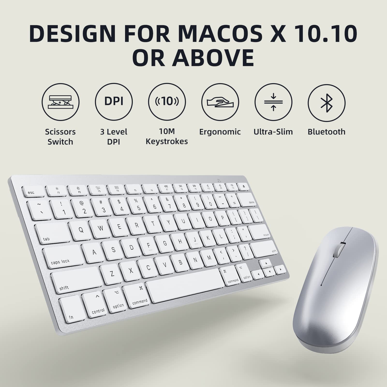 Foto 4 | Teclado Y Ratón Bluetooth Omoton Ultra-slim Para Mac - Venta Internacional.