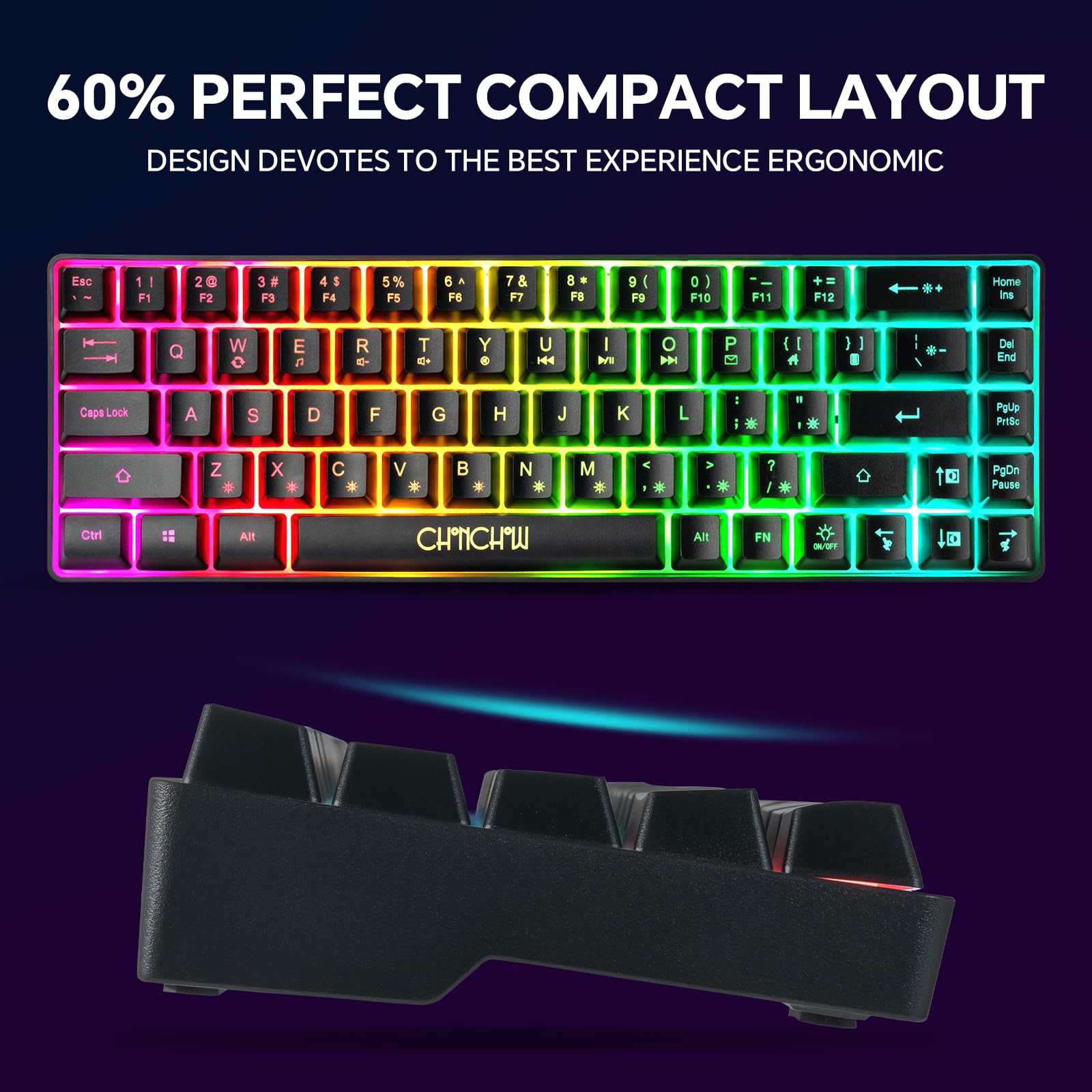 Foto 5 pulgar | Combo De Teclado Y Ratón Para Juegos Chonchow Con 60% De Retroiluminación Rgb - Venta Internacional.