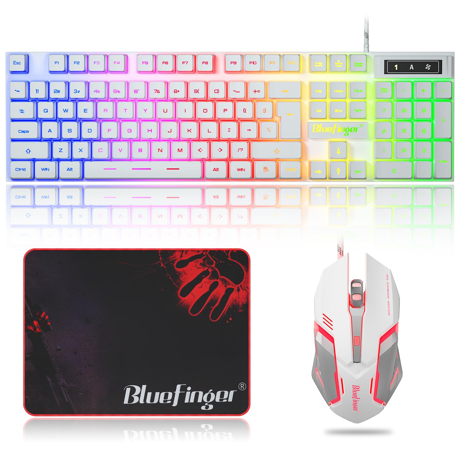 Combo De Teclado Y Ratón Para Juegos Bluefinger Con Retroiluminación Rgb - Venta Internacional.