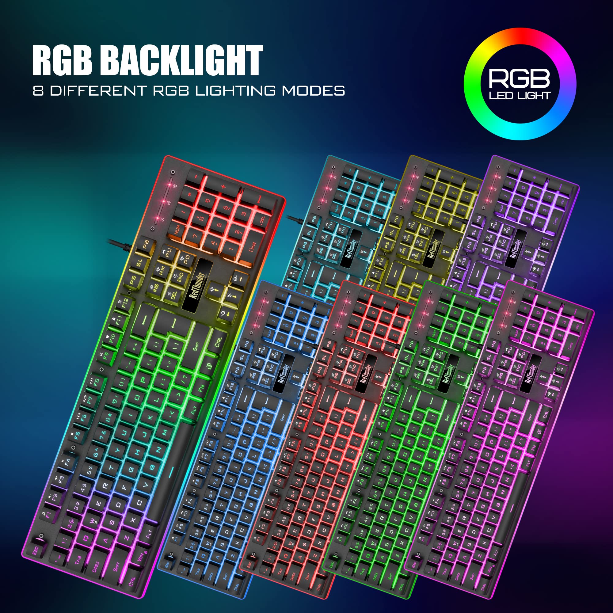Foto 4 pulgar | Combo De Teclado Y Ratón Para Juegos Redthunder K10 Rgb Retroiluminado - Venta Internacional.