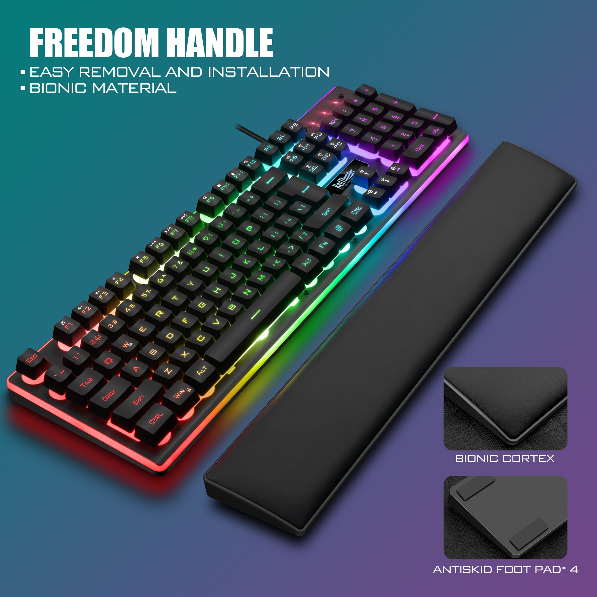 Foto 5 pulgar | Combo De Teclado Y Ratón Para Juegos Redthunder K10 Rgb Retroiluminado - Venta Internacional.
