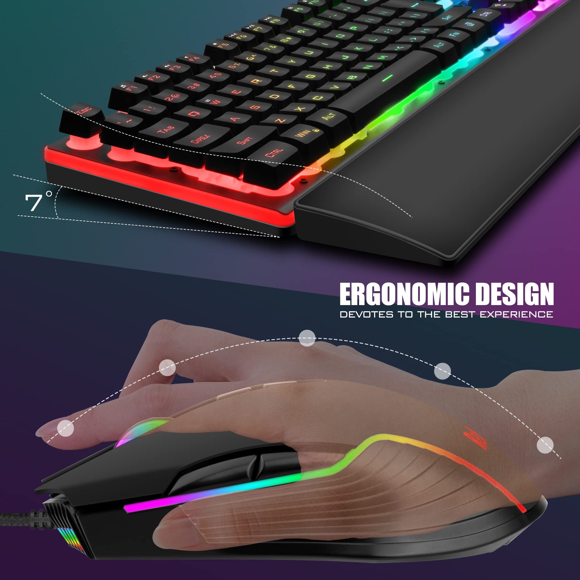 Foto 6 pulgar | Combo De Teclado Y Ratón Para Juegos Redthunder K10 Rgb Retroiluminado - Venta Internacional.