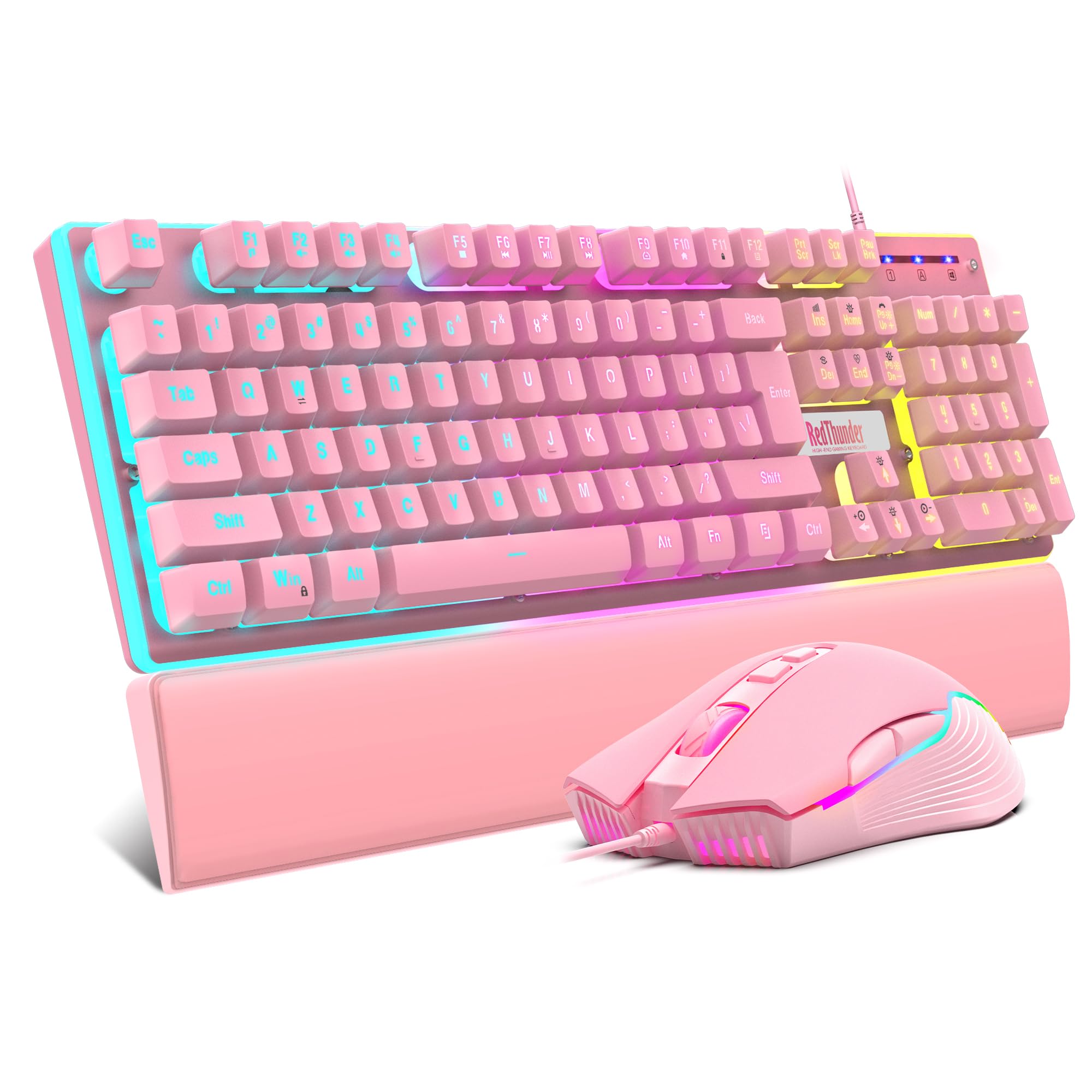 Combo De Teclado Y Ratón Para Juegos Redthunder K10 Rgb Pink - Venta Internacional.