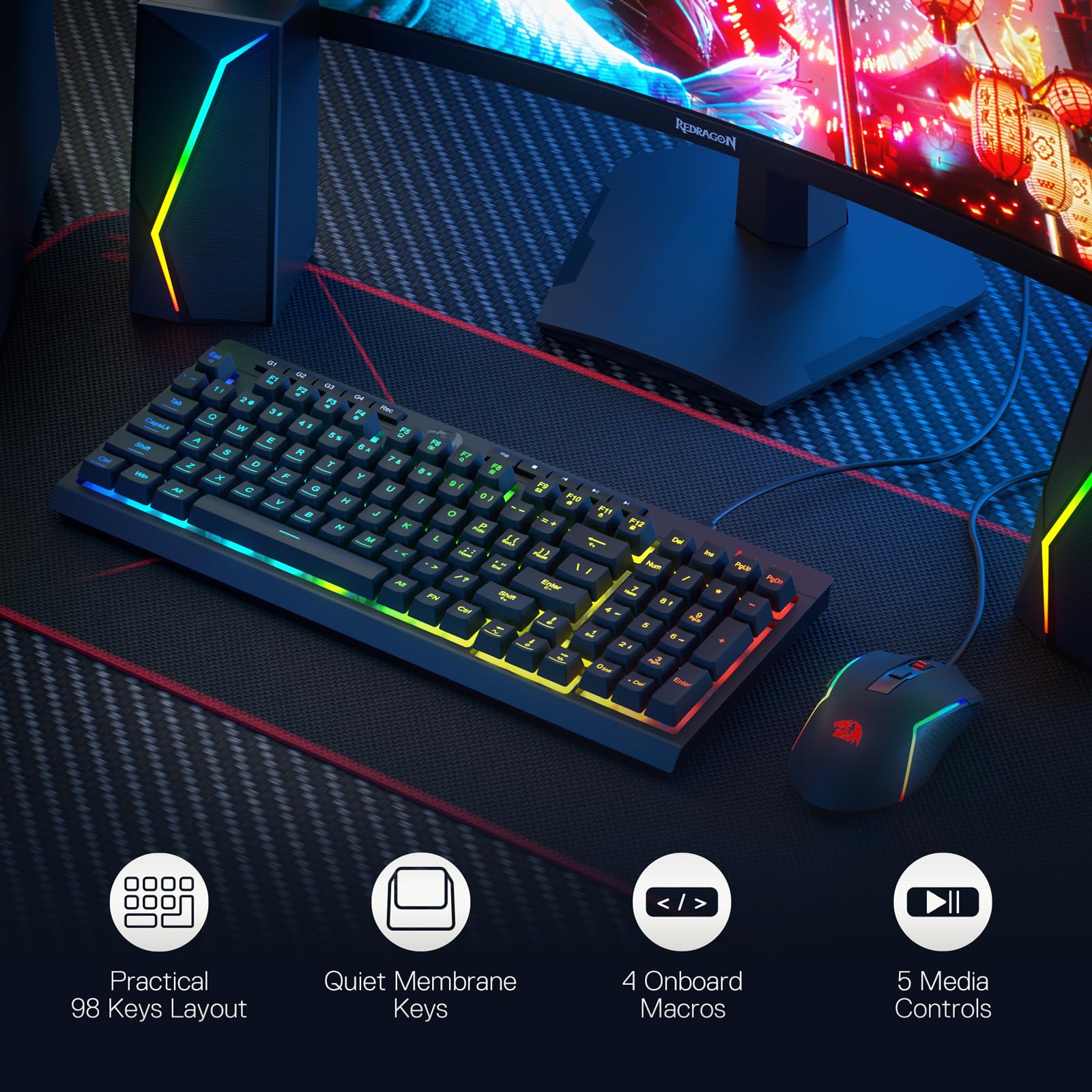 Foto 2 | Combo De Teclado Y Ratón Para Juegos Redragon S141 K515 M616 - Venta Internacional.
