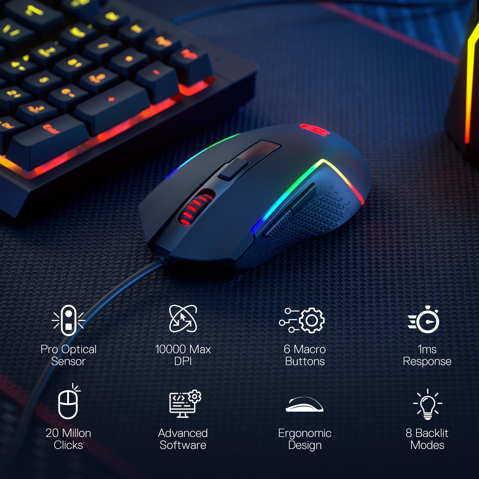 Foto 4 pulgar | Combo De Teclado Y Ratón Para Juegos Redragon S141 K515 M616 - Venta Internacional.
