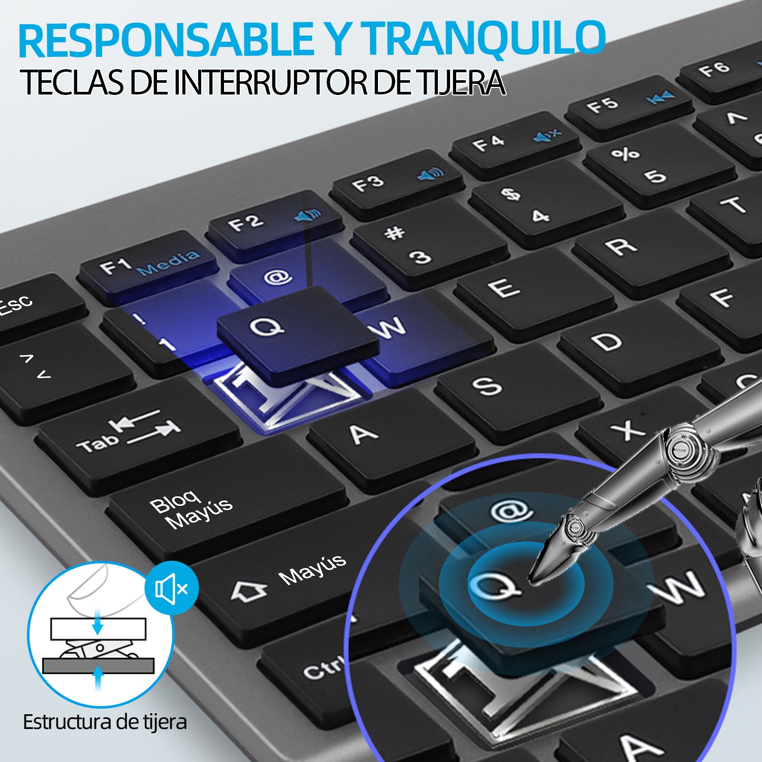 Foto 4 pulgar | Kit De Teclado Y Ratón Inalámbricos Krios K95 Spanish Layout