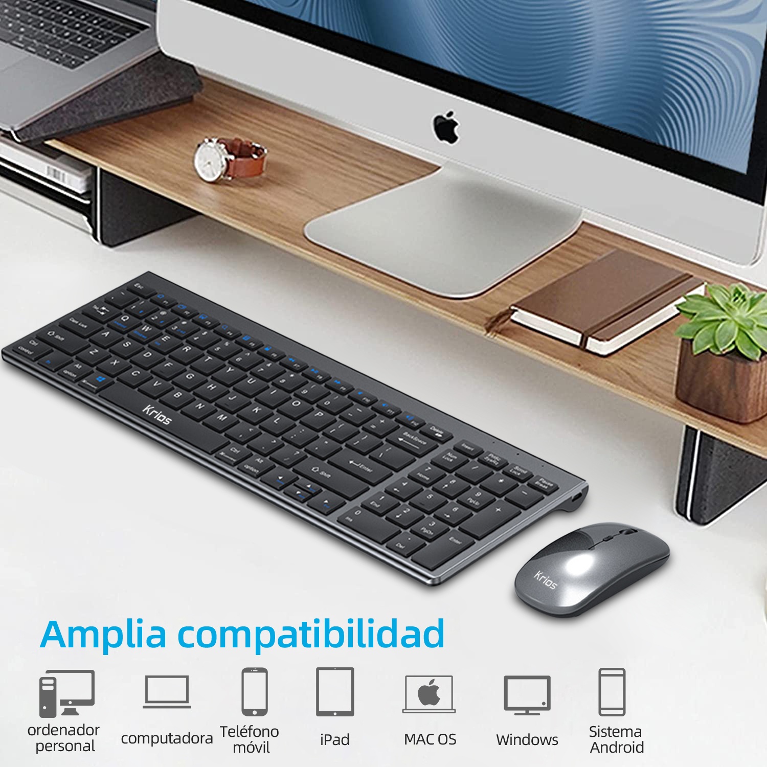 Foto 5 pulgar | Kit De Teclado Y Ratón Inalámbricos Krios K95 Spanish Layout