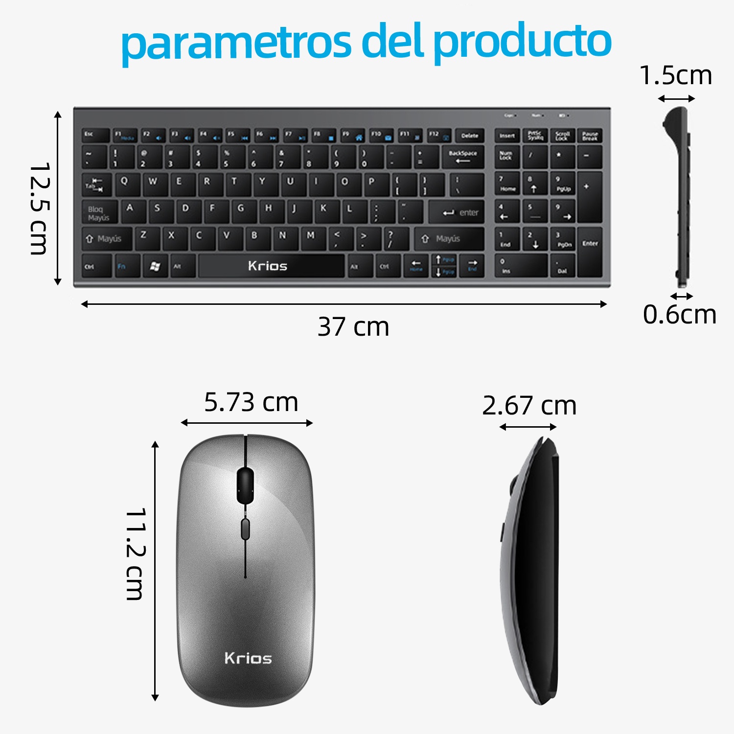 Foto 6 pulgar | Kit De Teclado Y Ratón Inalámbricos Krios K95 Spanish Layout