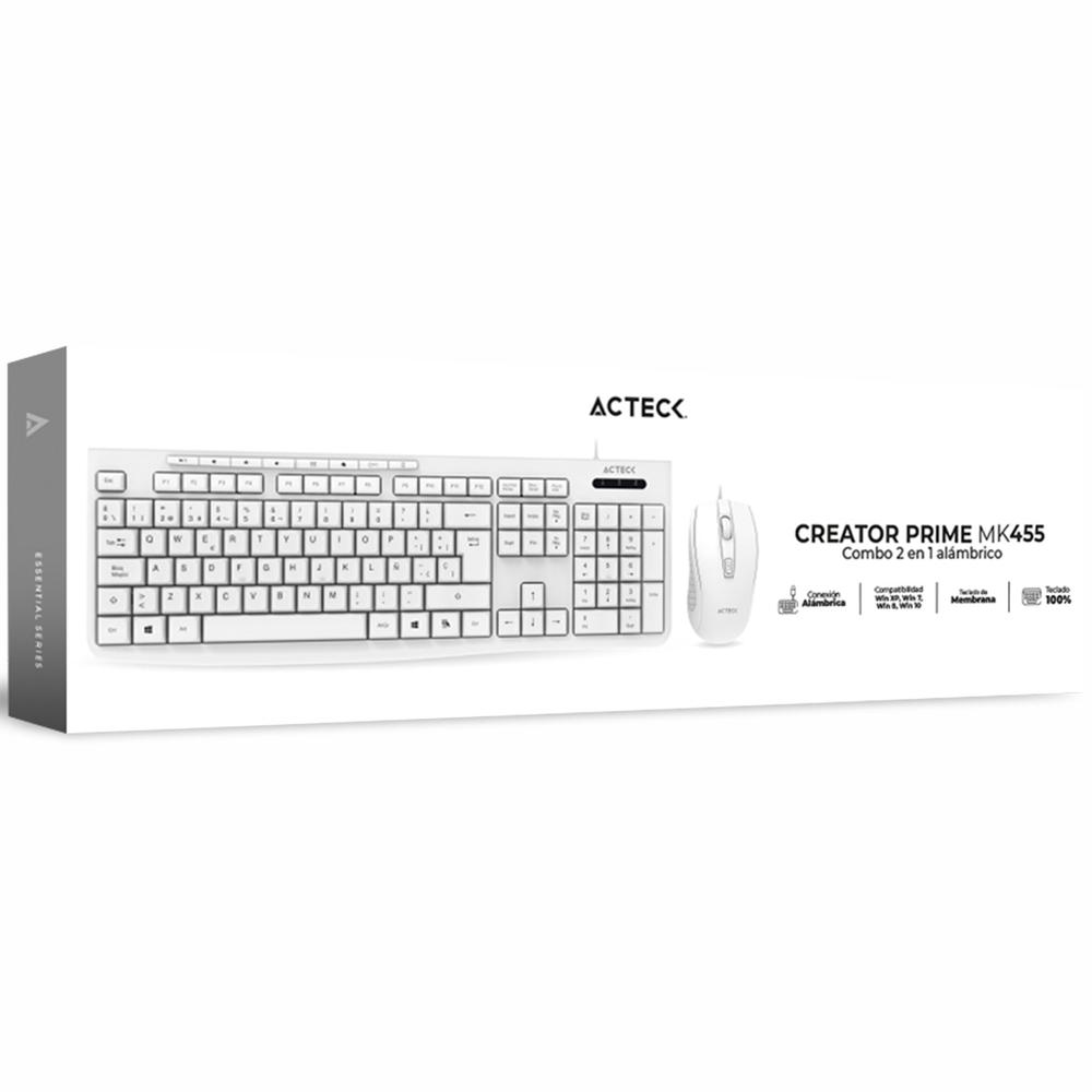 Foto 7 pulgar | Kit 2 En 1 Teclado Y Mouse Acteck Creator Prime Mk455 1600dpi 4 Botones Usb Blanco Ac-941792