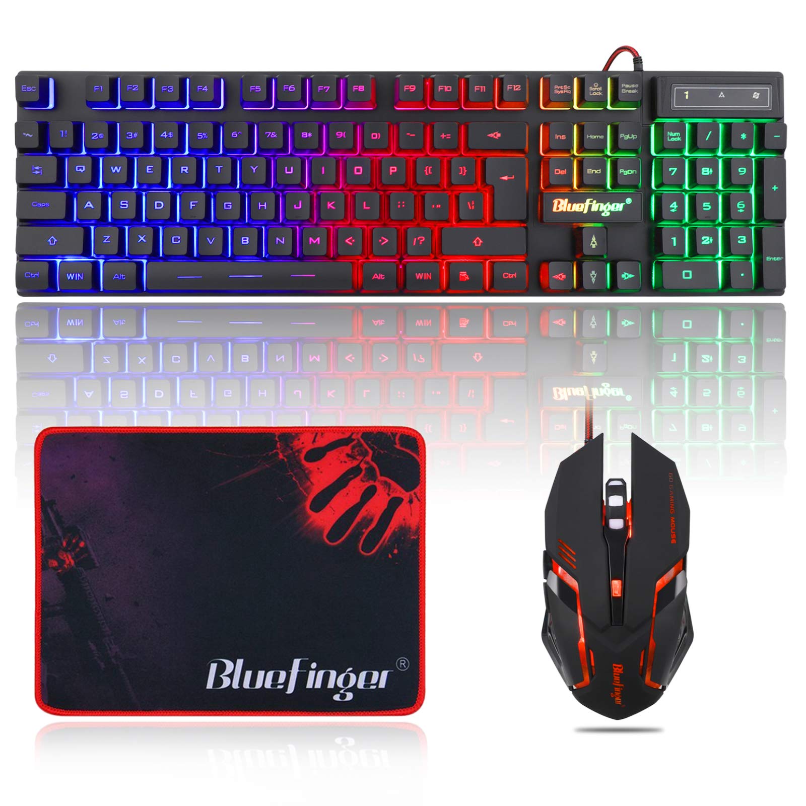 Foto 2 pulgar | Combinación De Teclado Y Ratón Retroiluminado Para Videojuegos Bluefinger Rgb - Venta Internacional.