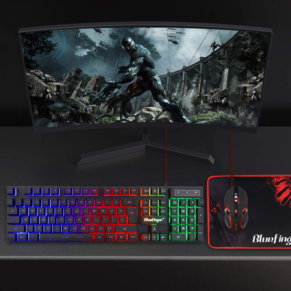 Foto 3 pulgar | Combinación De Teclado Y Ratón Retroiluminado Para Videojuegos Bluefinger Rgb - Venta Internacional.