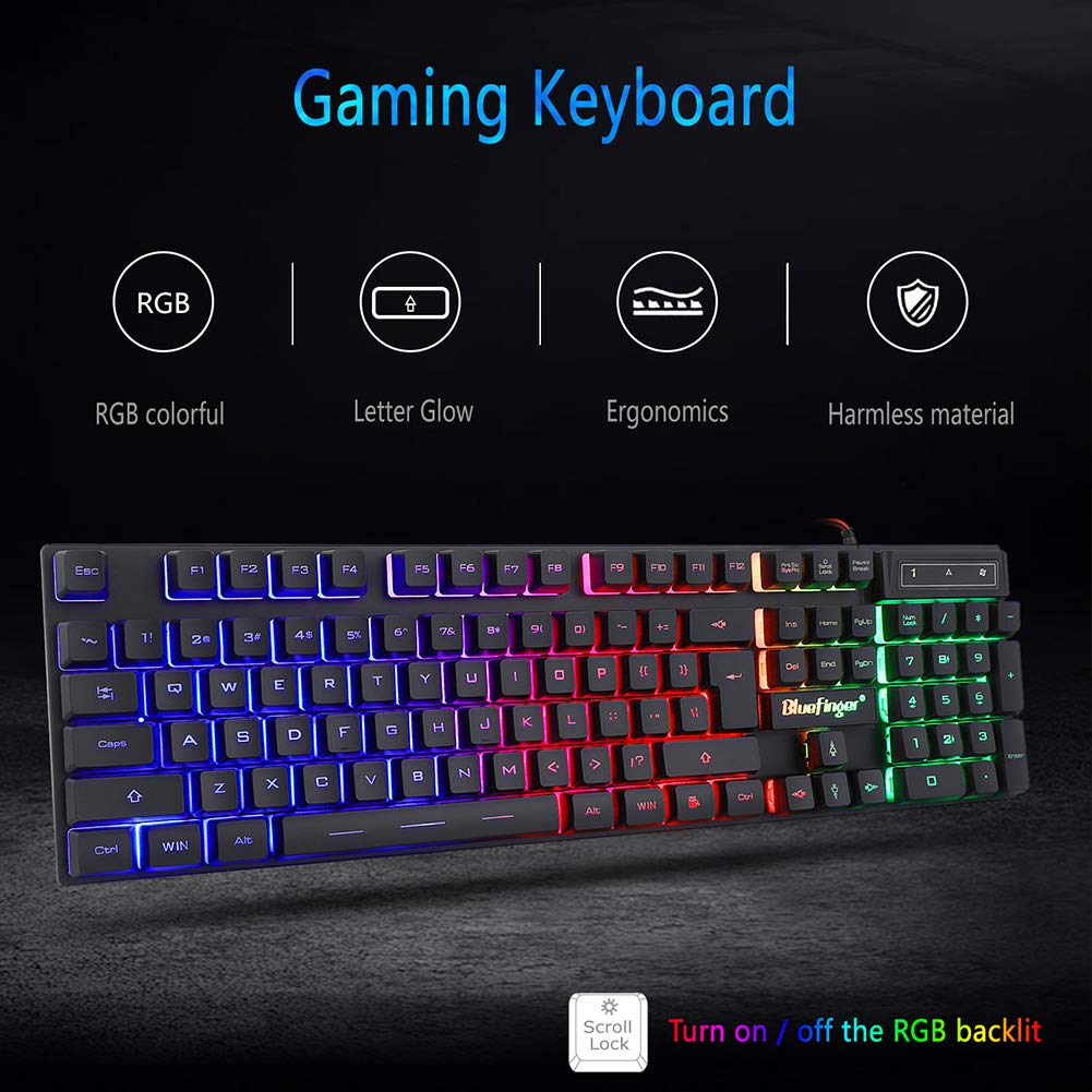 Foto 4 pulgar | Combinación De Teclado Y Ratón Retroiluminado Para Videojuegos Bluefinger Rgb - Venta Internacional.