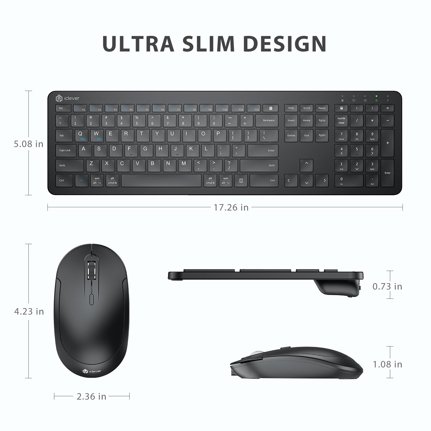 Foto 6 | Teclado Y Ratón Inalámbricos Iclever Gk08 De Tamaño Completo  Negro - Venta Internacional.