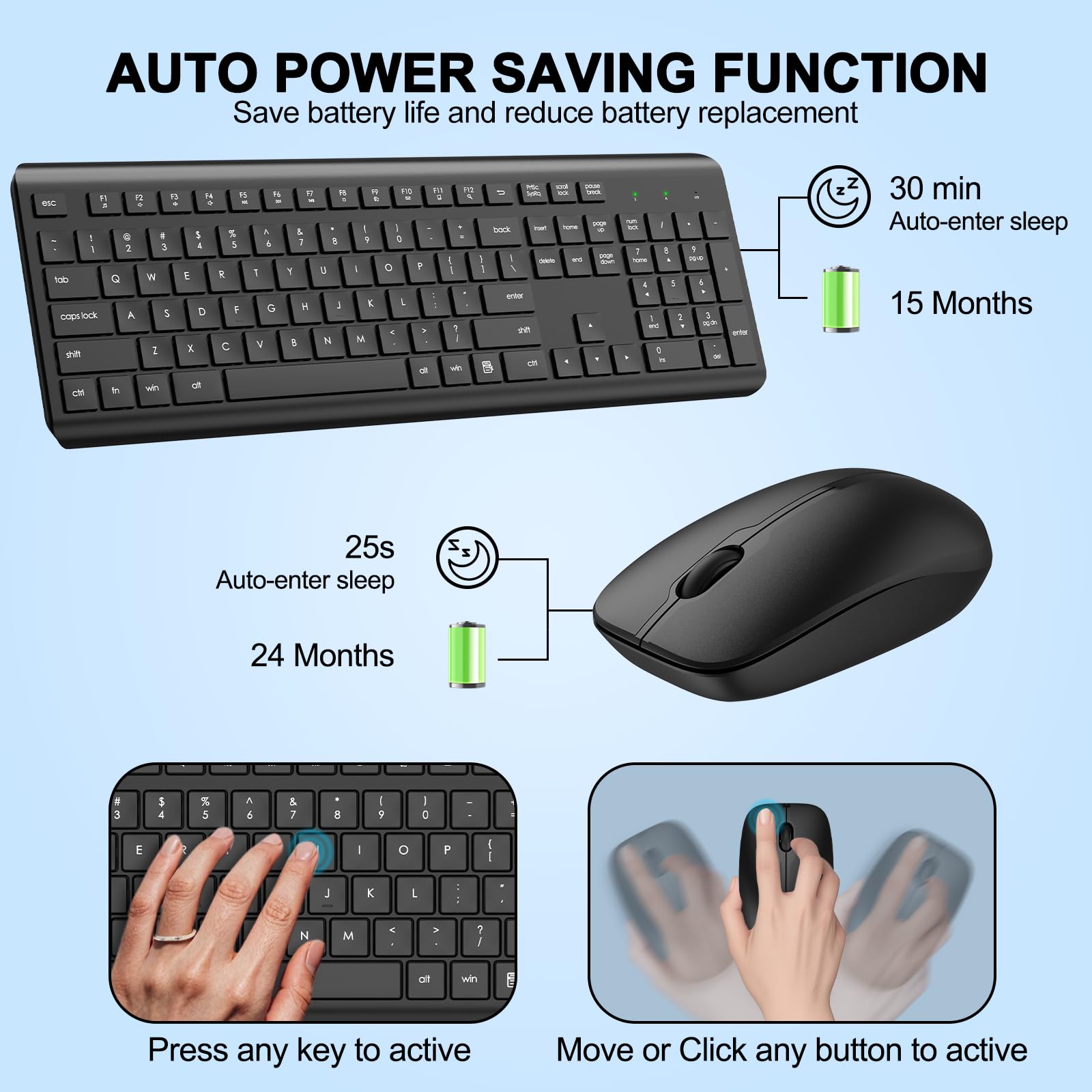 Foto 4 pulgar | Combo De Teclado Y Ratón Inalámbricos Edjo Full Size Silent - Venta Internacional.