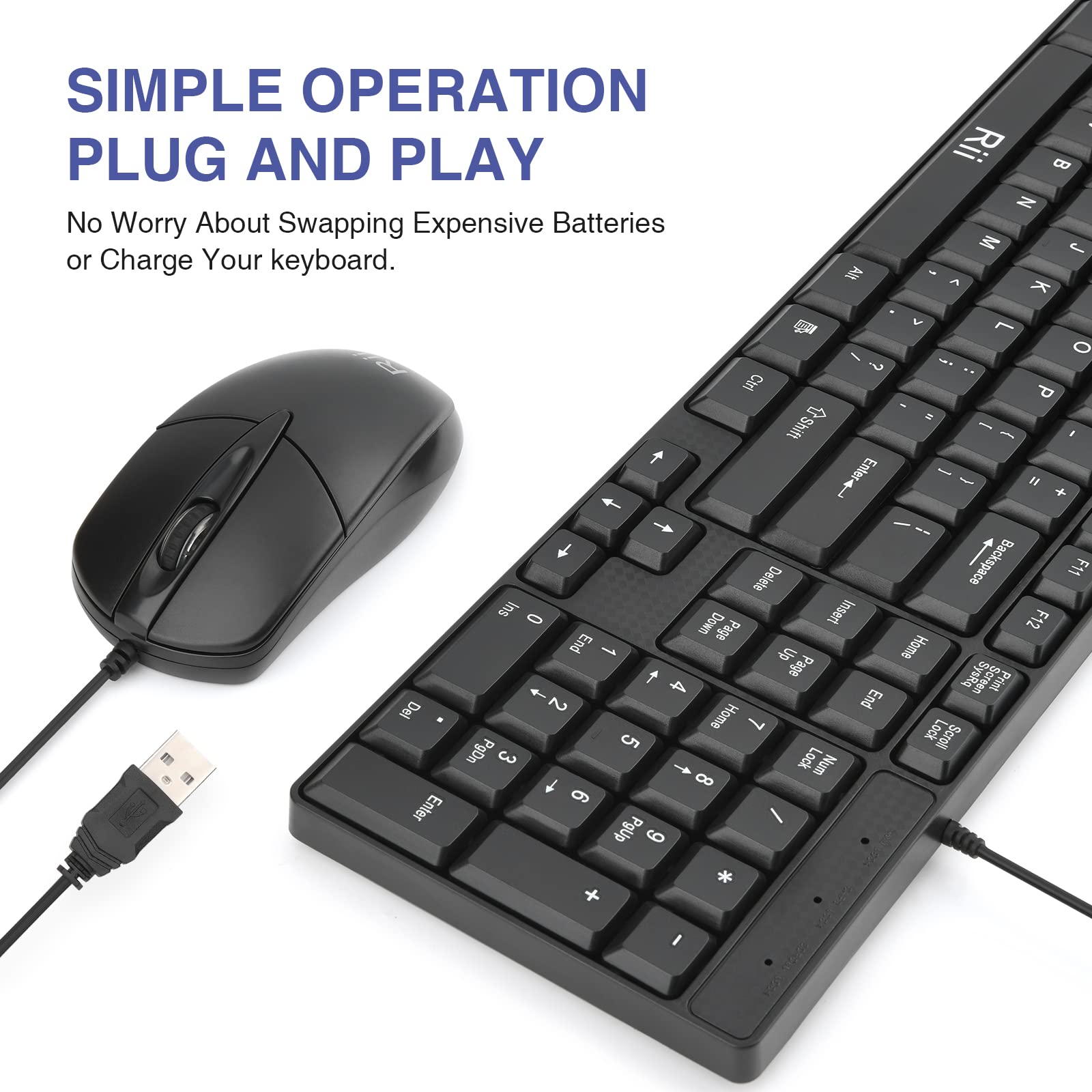 Foto 3 pulgar | Combo De Teclado Y Ratón Rii Rk203 Ultra Slim Usb Con Cable - Venta Internacional.