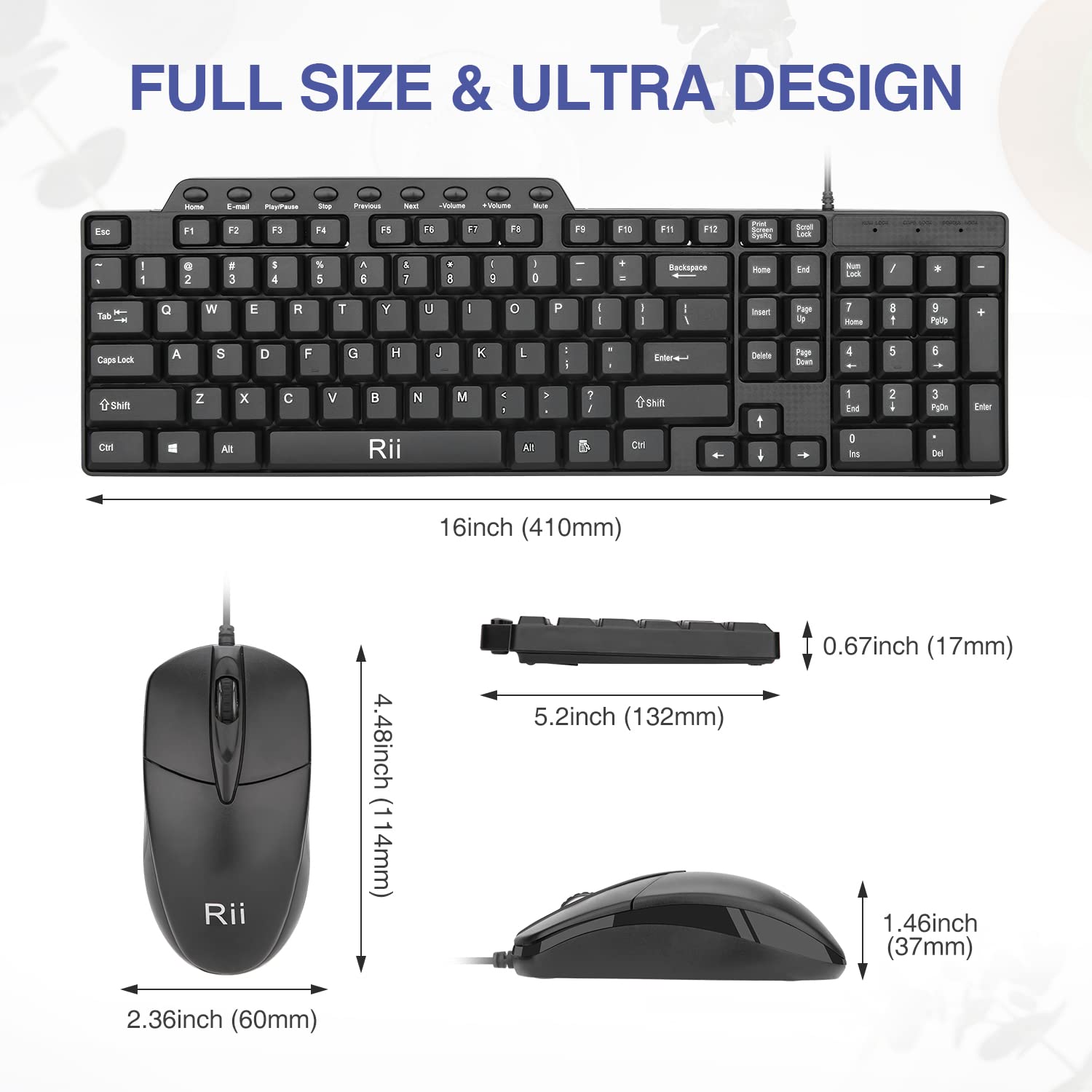 Foto 4 pulgar | Combo De Teclado Y Ratón Rii Rk203 Ultra Slim Usb Con Cable - Venta Internacional.