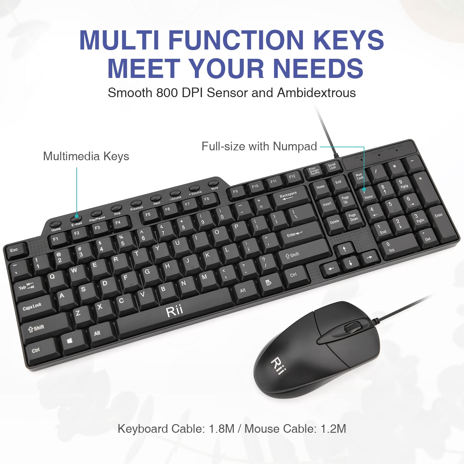 Foto 7 pulgar | Combo De Teclado Y Ratón Rii Rk203 Ultra Slim Usb Con Cable - Venta Internacional.