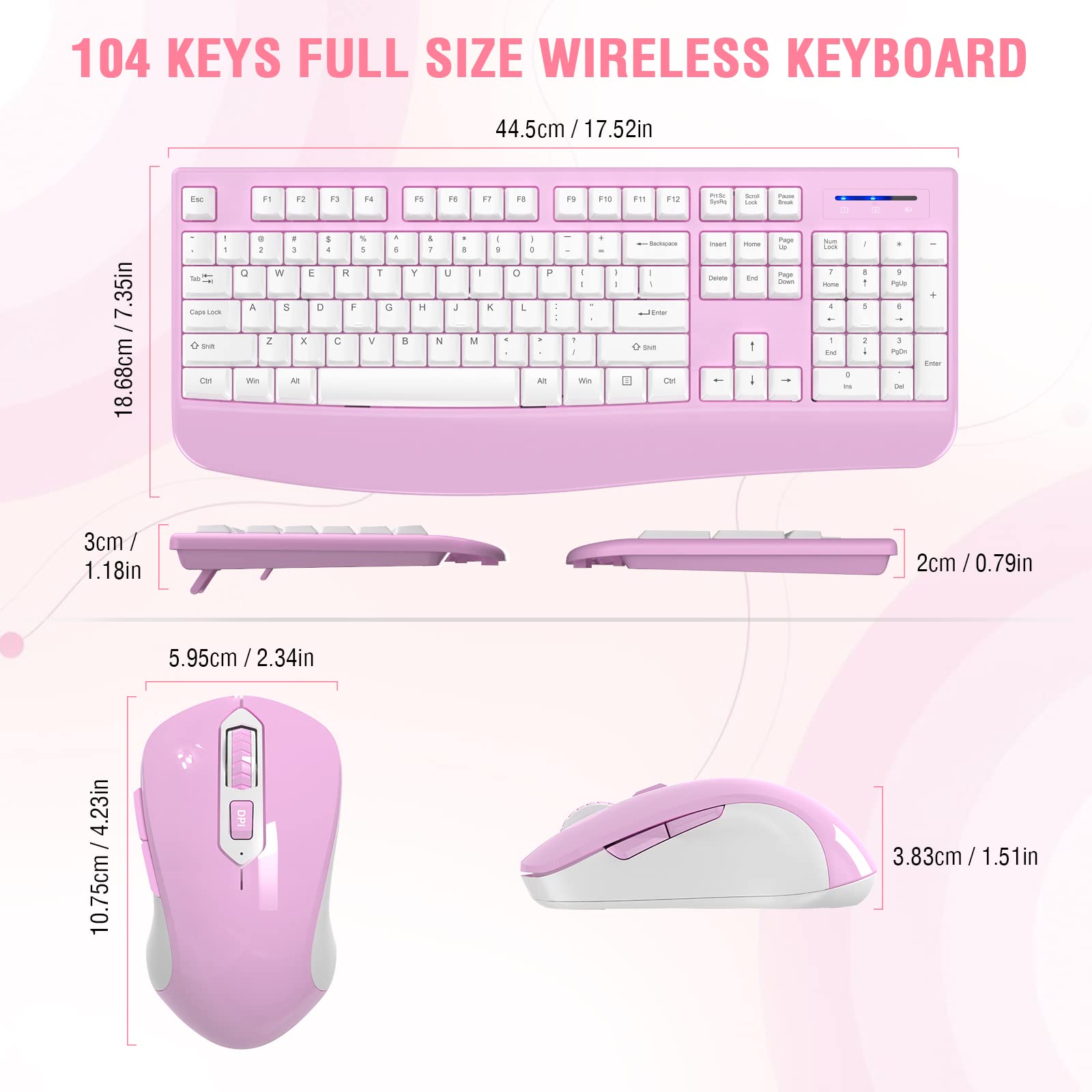 Foto 7 pulgar | Combo De Teclado Y Ratón Inalámbricos Edjo De Tamaño Completo  Blanco Y Rosa - Venta Internacional.