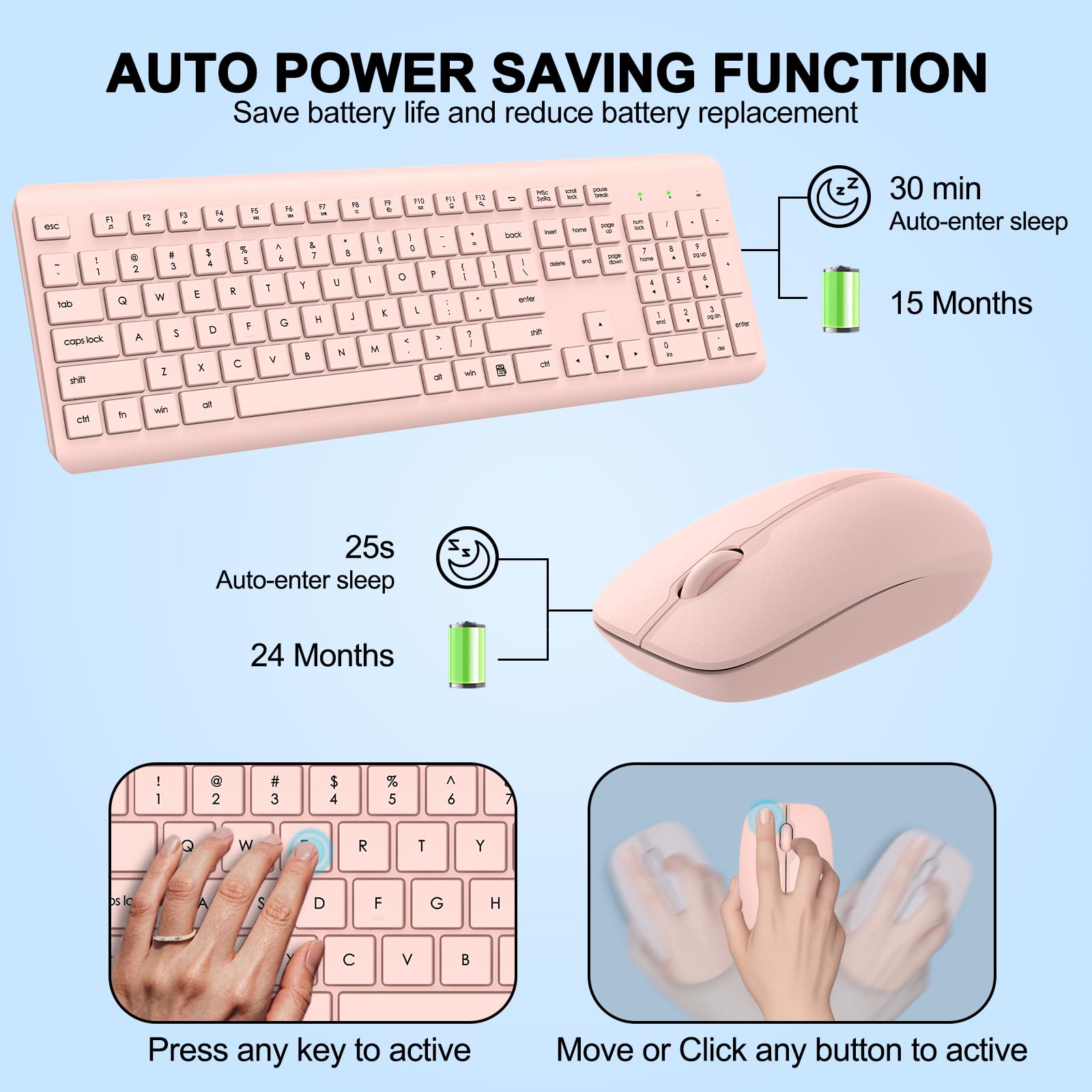 Foto 4 pulgar | Combo De Teclado Y Ratón Inalámbricos Edjo De Tamaño Completo  Rosa - Venta Internacional.