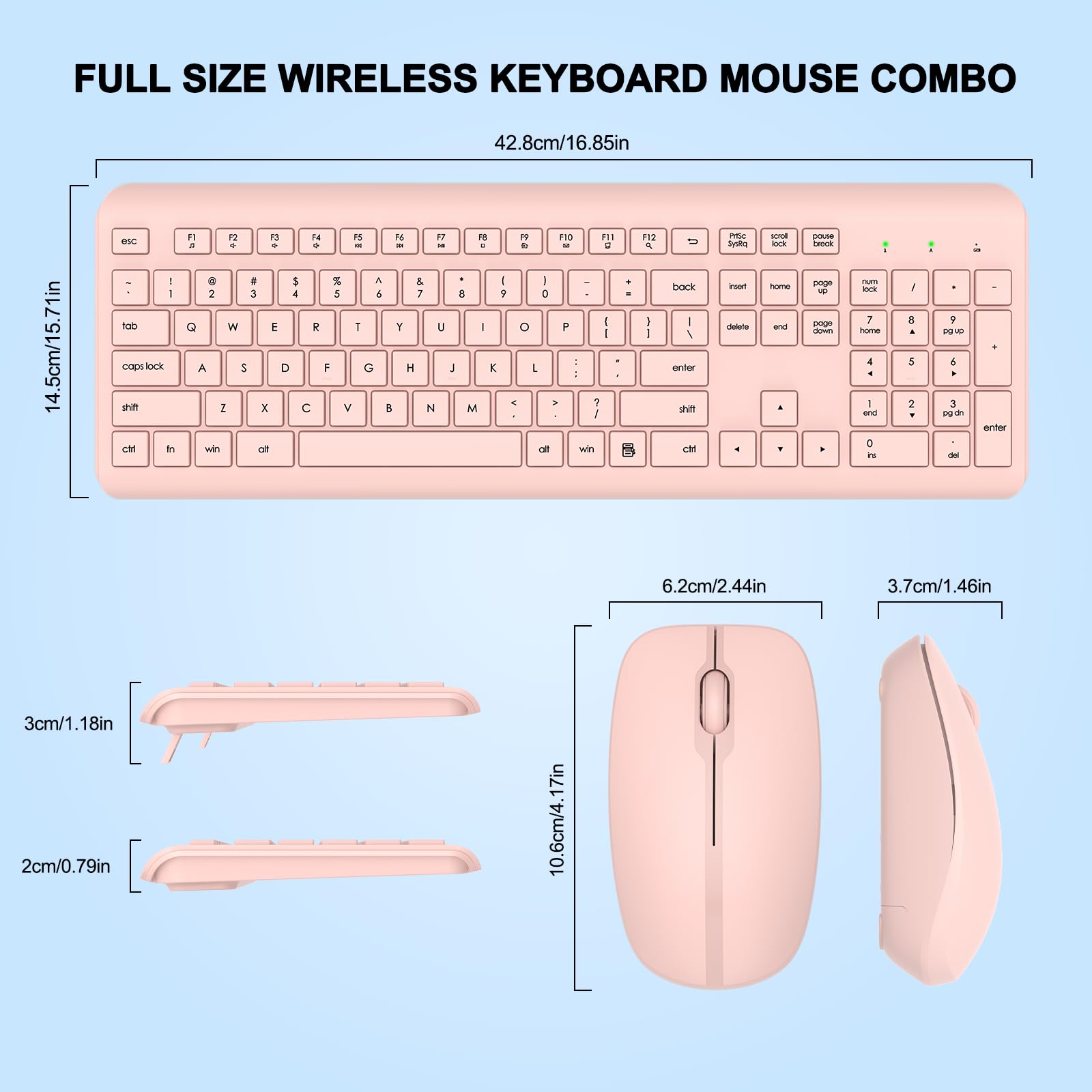 Foto 7 | Combo De Teclado Y Ratón Inalámbricos Edjo De Tamaño Completo  Rosa - Venta Internacional.