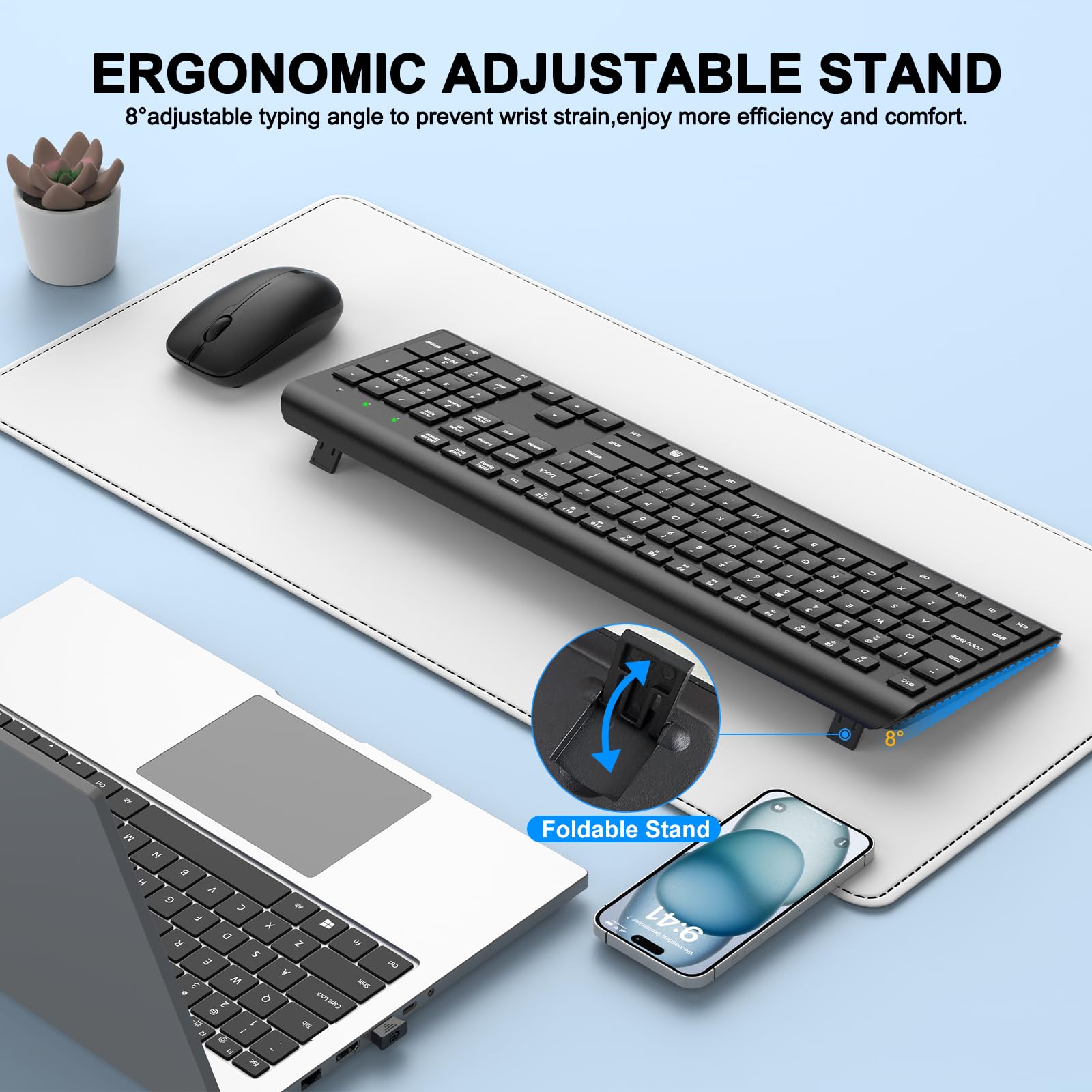 Foto 4 | Combo De Teclado Y Ratón Inalámbricos Edjo De Tamaño Completo De 2 4 G (paquete De 2) - Venta Internacional.