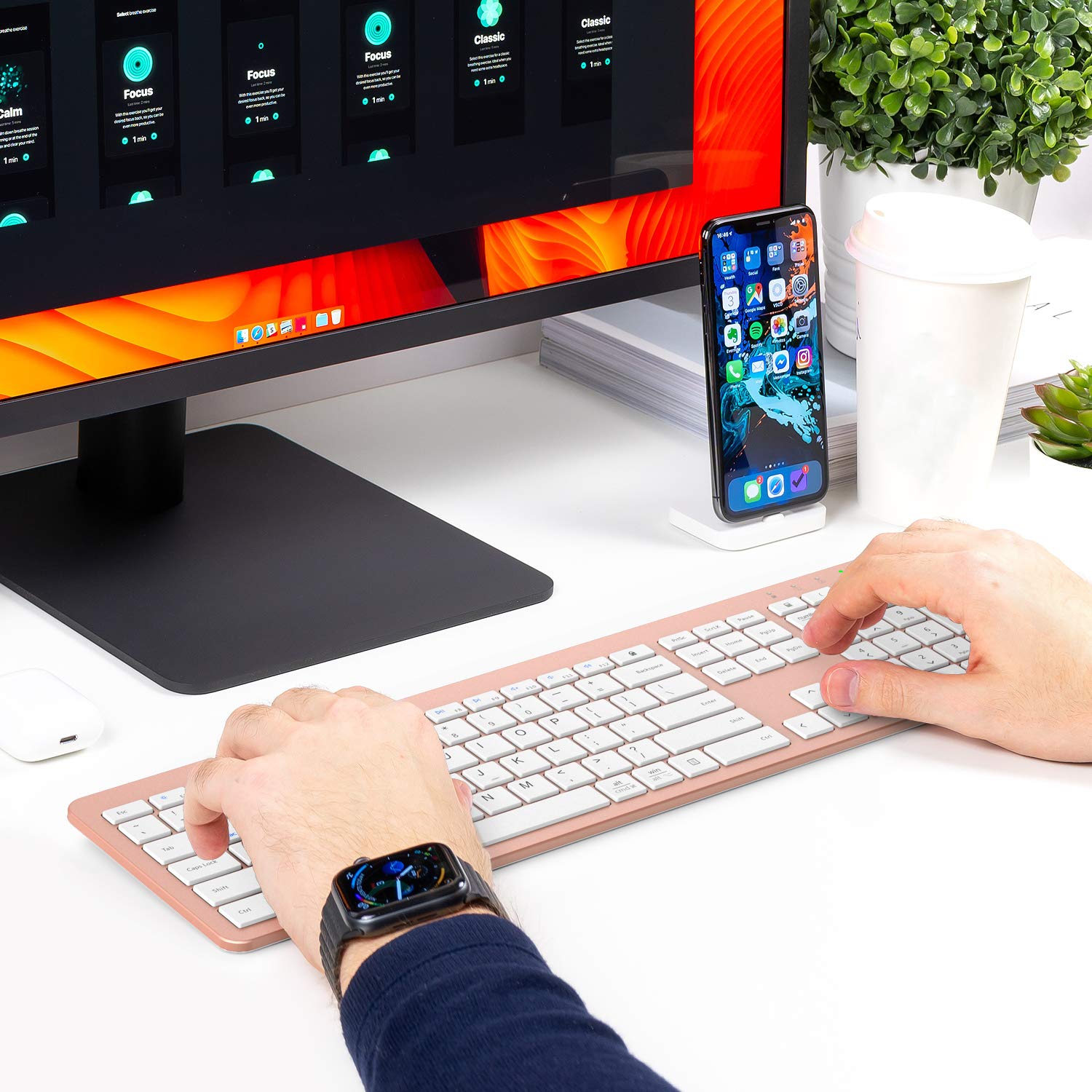 Foto 7 pulgar | Combo De Teclado Y Ratón Inalámbricos Iclever Gk08 Usb-c - Venta Internacional.