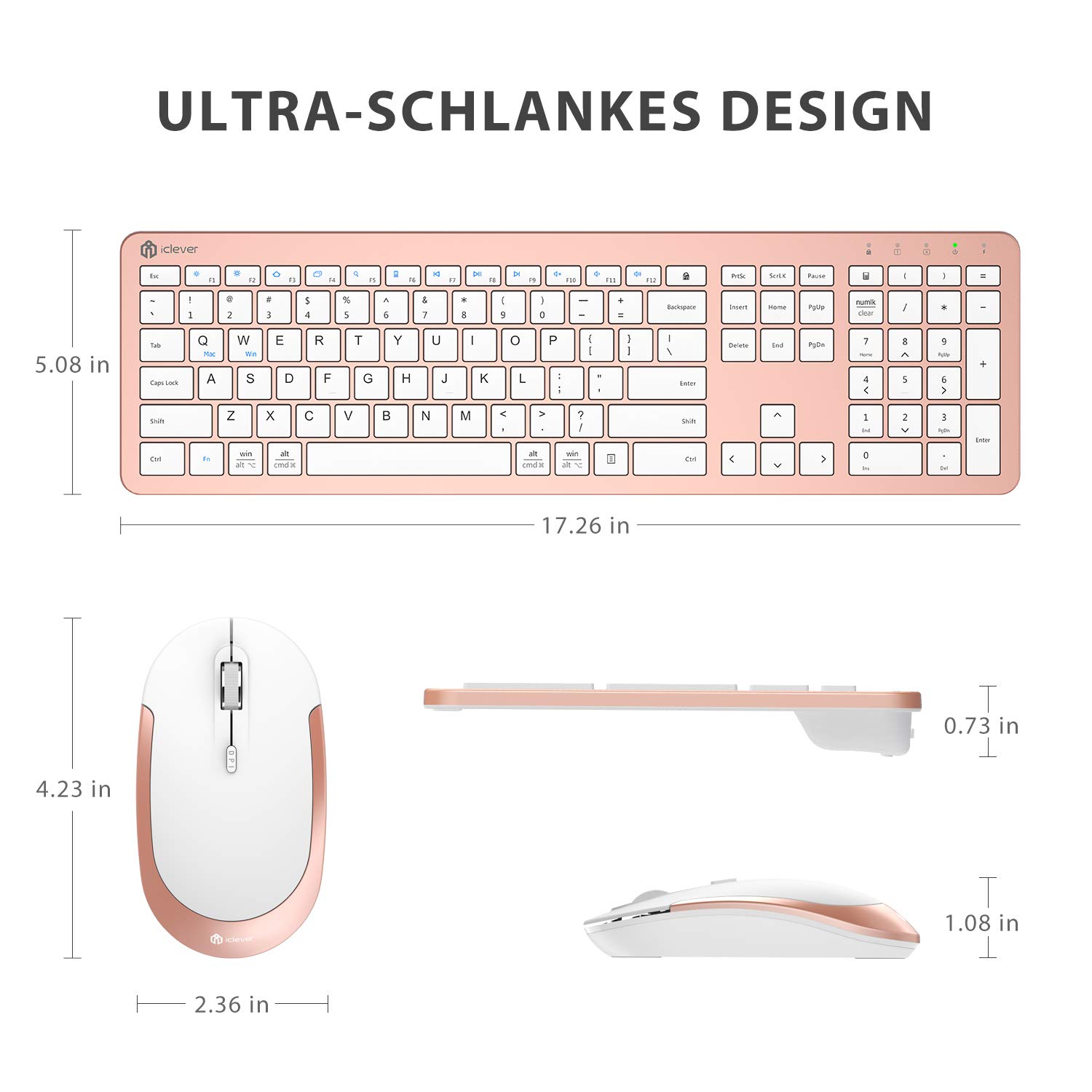 Foto 8 pulgar | Combo De Teclado Y Ratón Inalámbricos Iclever Gk08 Usb-c - Venta Internacional.