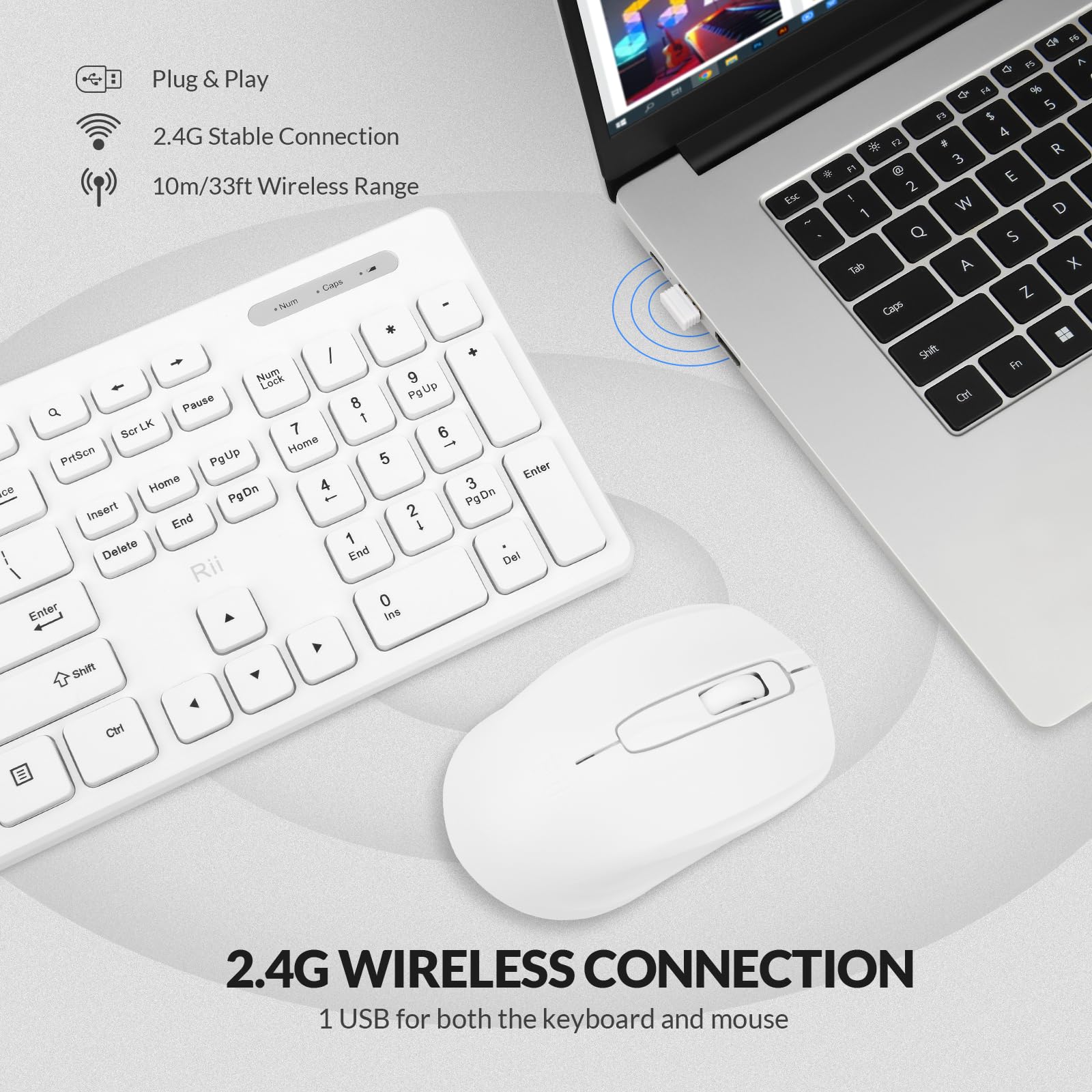 Foto 3 pulgar | Combo De Teclado Y Ratón Inalámbricos Rii Standard Office White - Venta Internacional.