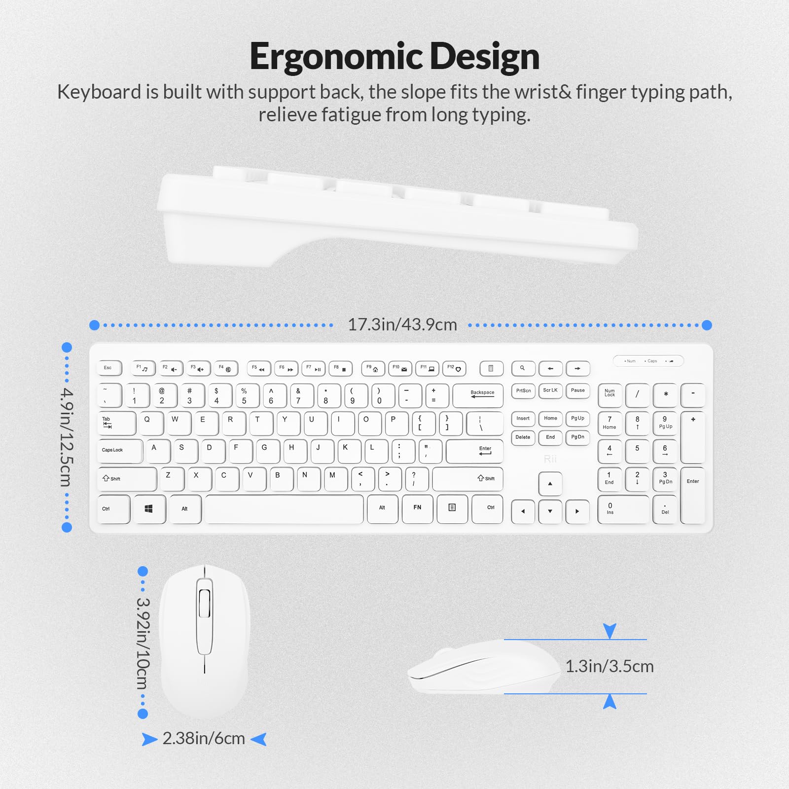 Foto 7 pulgar | Combo De Teclado Y Ratón Inalámbricos Rii Standard Office White - Venta Internacional.