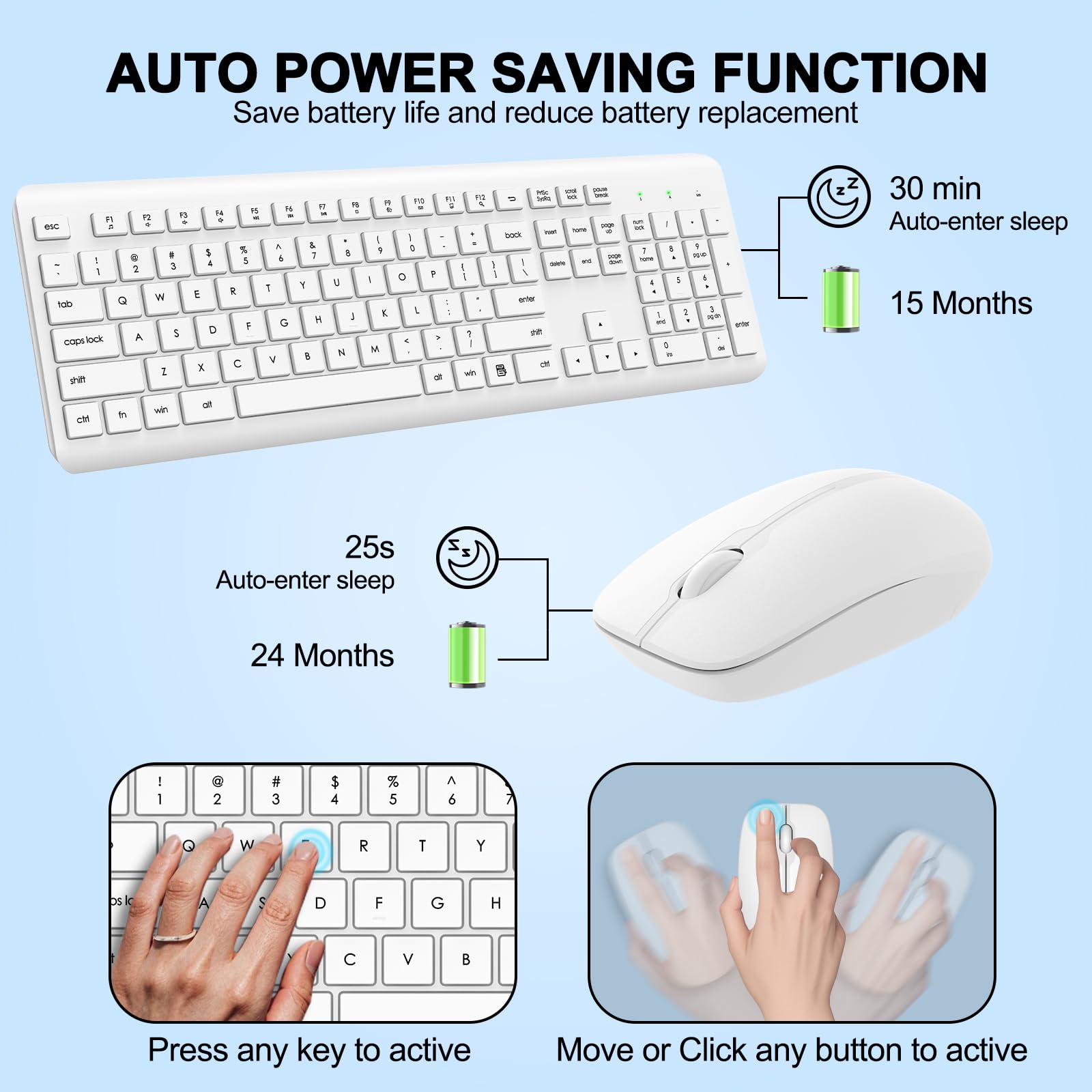 Foto 4 pulgar | Combo De Teclado Y Ratón Inalámbricos Edjo De Tamaño Completo  Blanco - Venta Internacional.