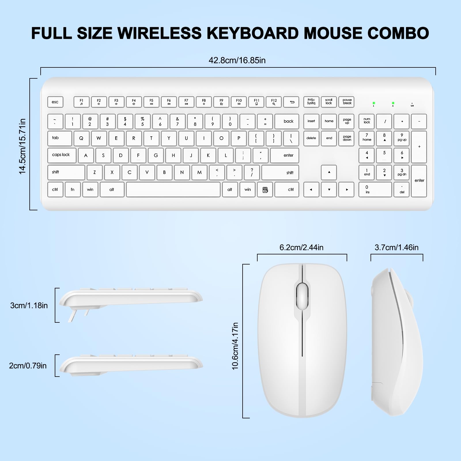 Foto 8 pulgar | Combo De Teclado Y Ratón Inalámbricos Edjo De Tamaño Completo  Blanco - Venta Internacional.
