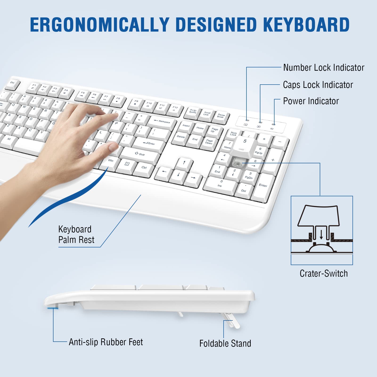 Foto 4 pulgar | Combo De Teclado Y Ratón Inalámbricos Edjo De Tamaño Completo  Blanco - Venta Internacional.
