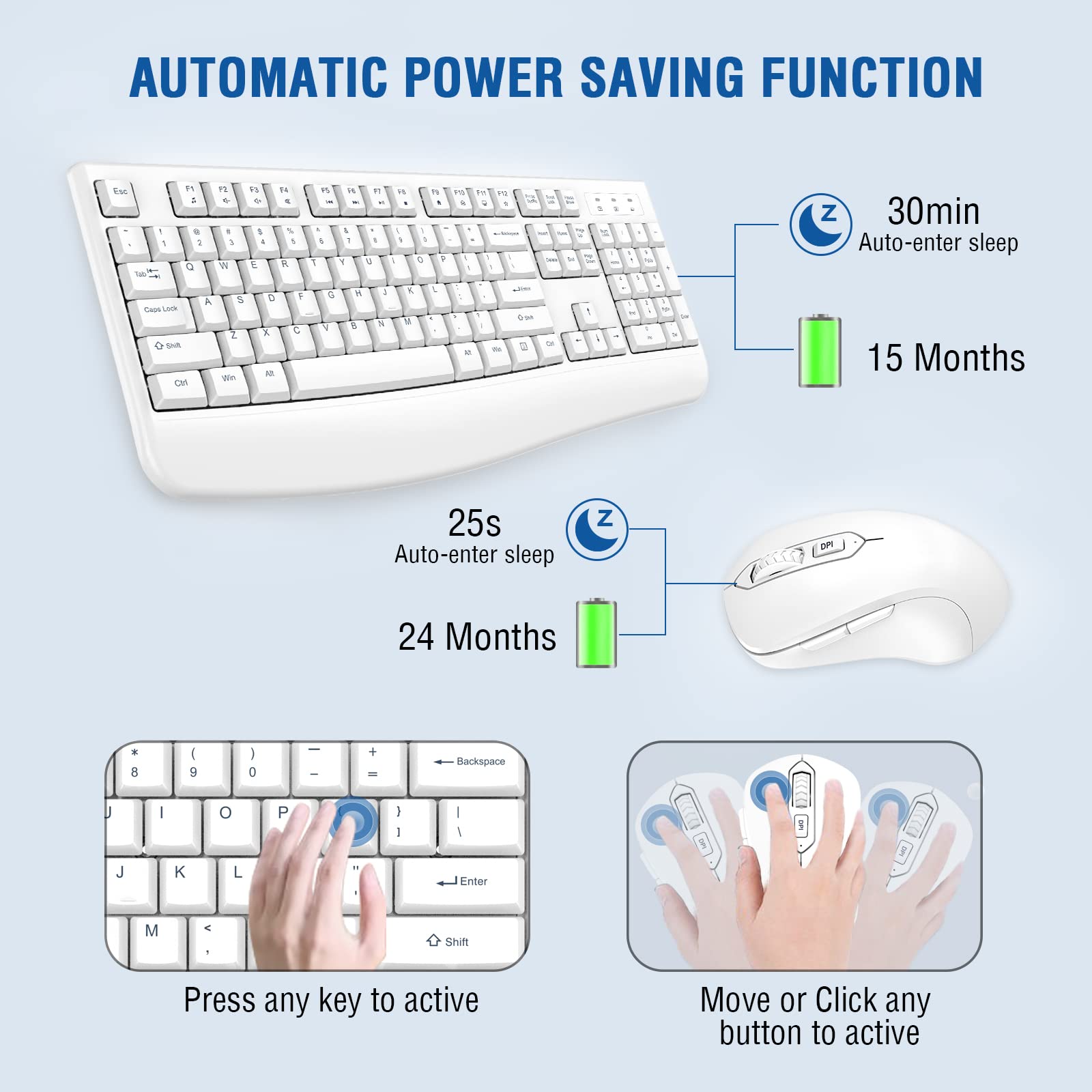 Foto 6 | Combo De Teclado Y Ratón Inalámbricos Edjo De Tamaño Completo  Blanco - Venta Internacional.