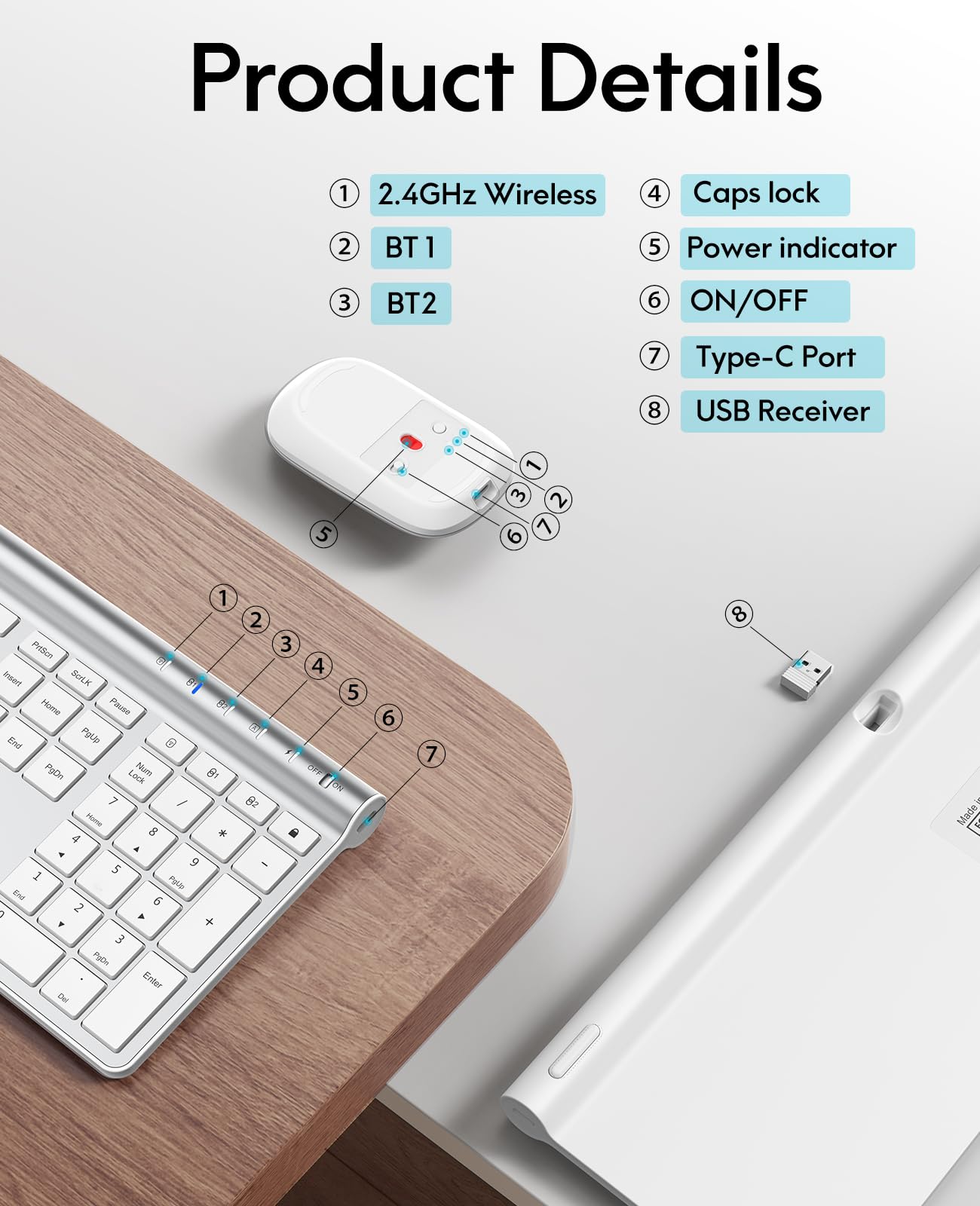 Foto 6 | Combo De Teclado Y Ratón Chesona  Inalámbrico Y Recargable - Venta Internacional.
